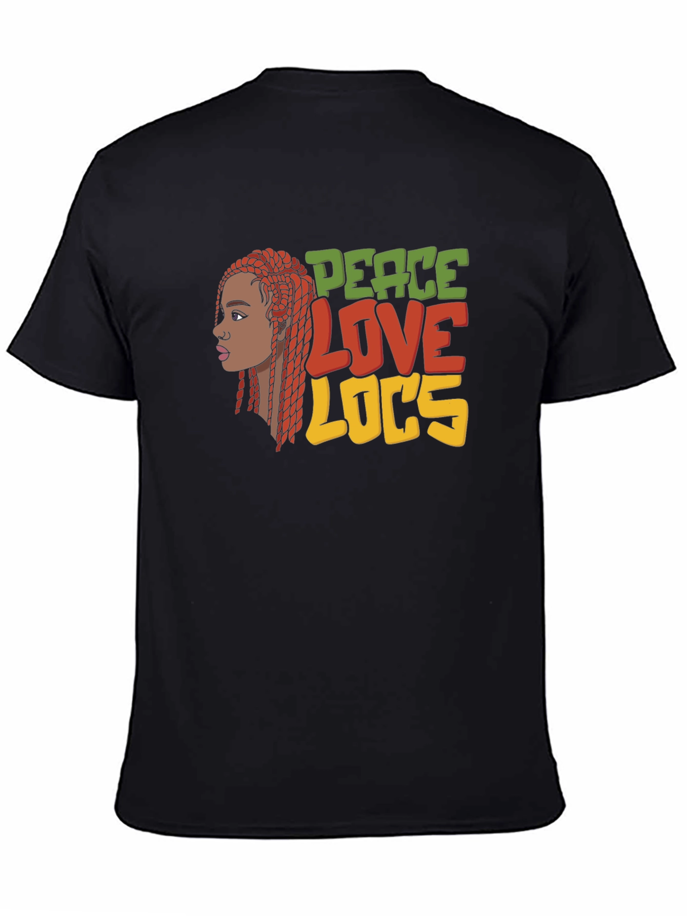 Black Peace Love Locs T-Shirt - Black Graphic Tee view 4