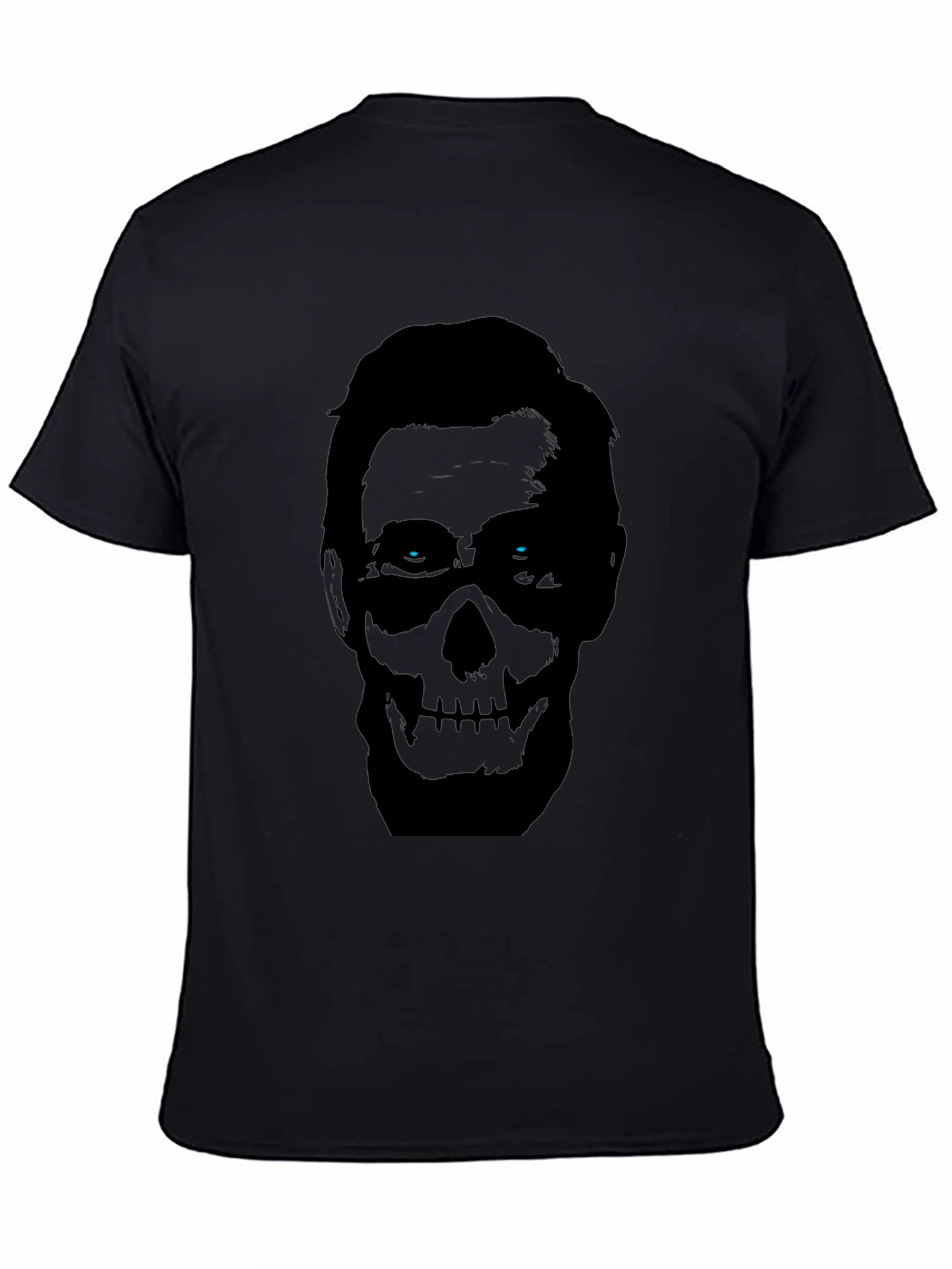 Black Skull Face Graphic Print Men's Black T-Shirt view 4