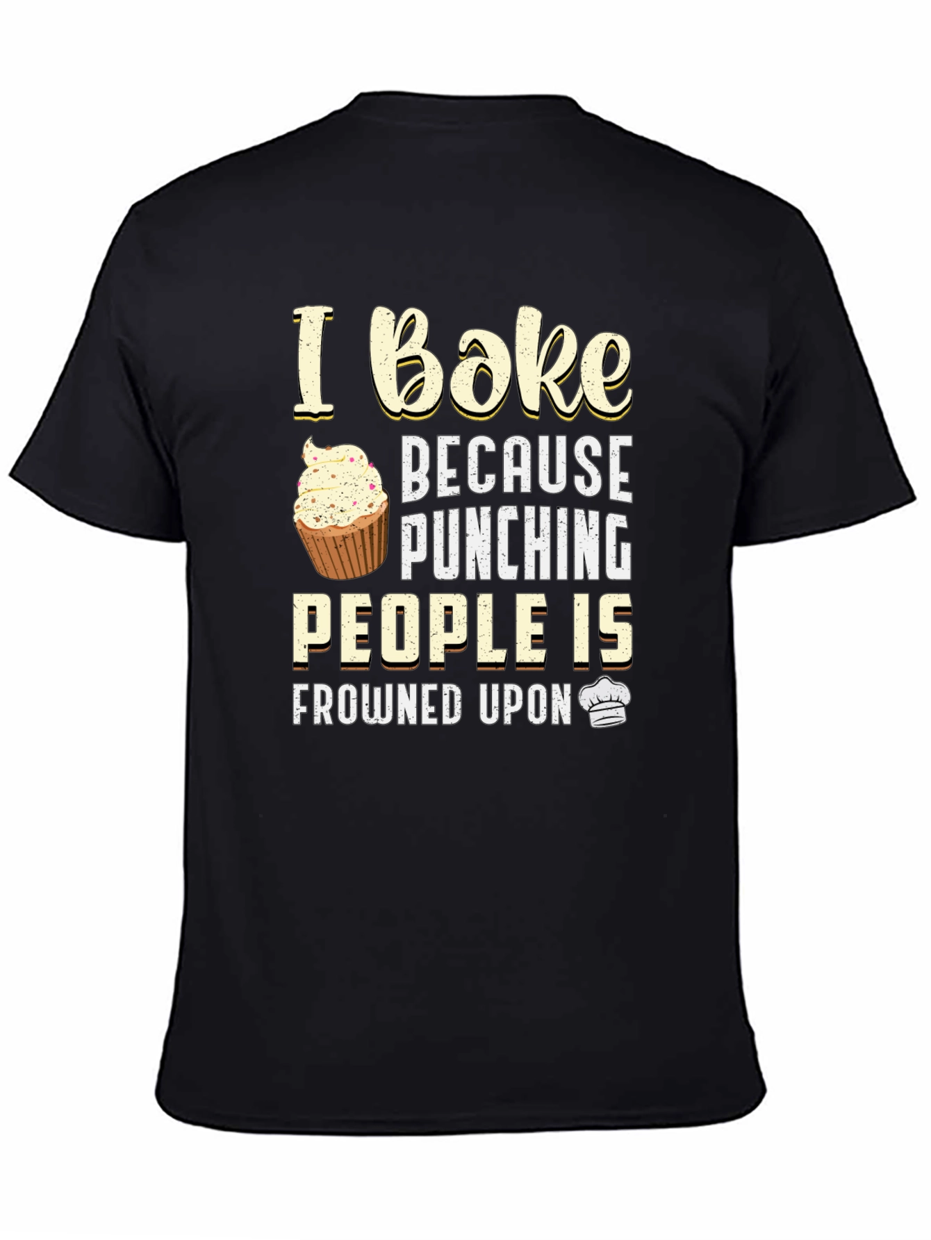 Black Funny Baker T-Shirt - I Bake Because Punching People Is Frowned Upon view 4