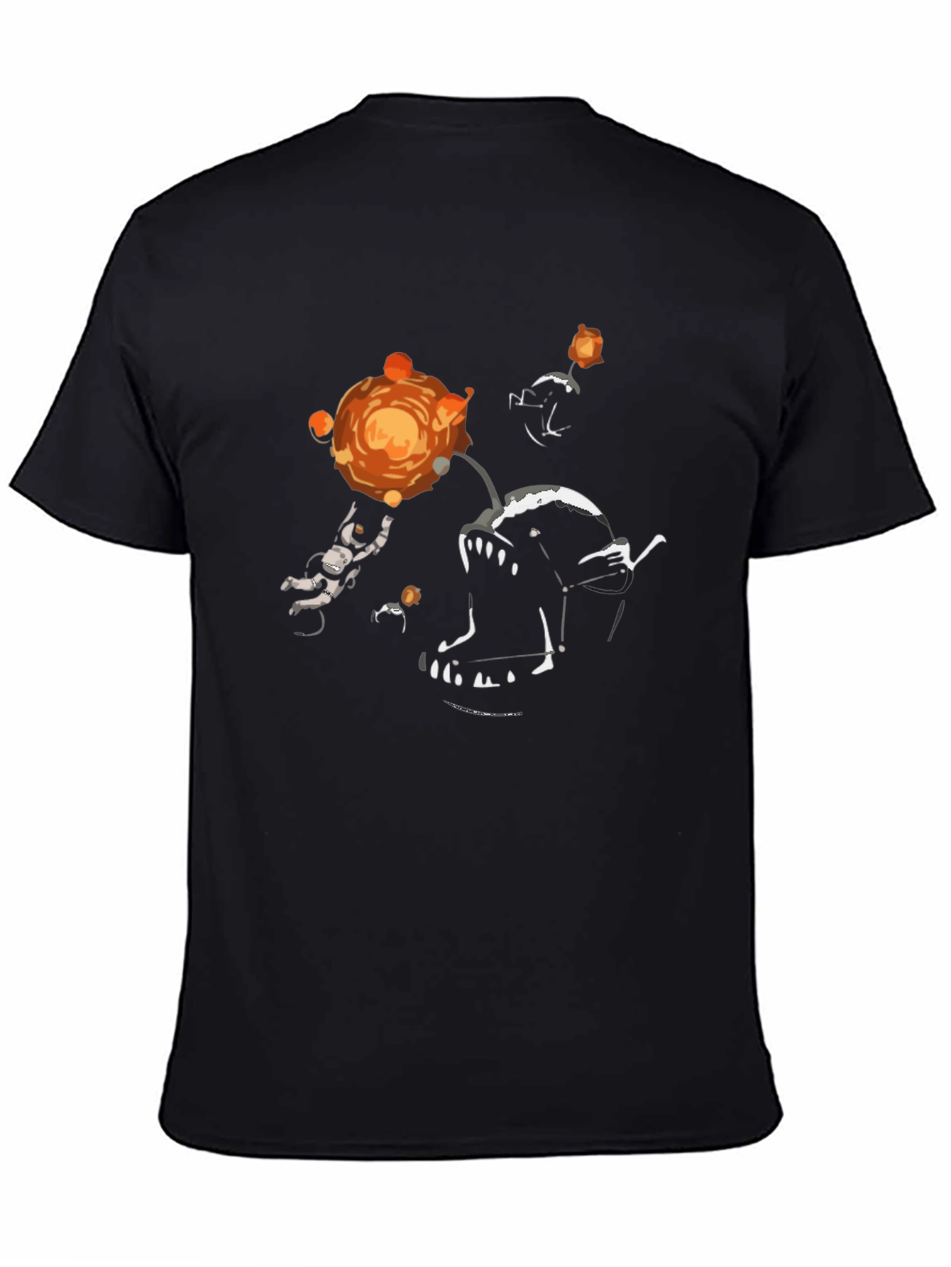 Black Astronaut & Anglerfish Graphic T-Shirt - Black view 4