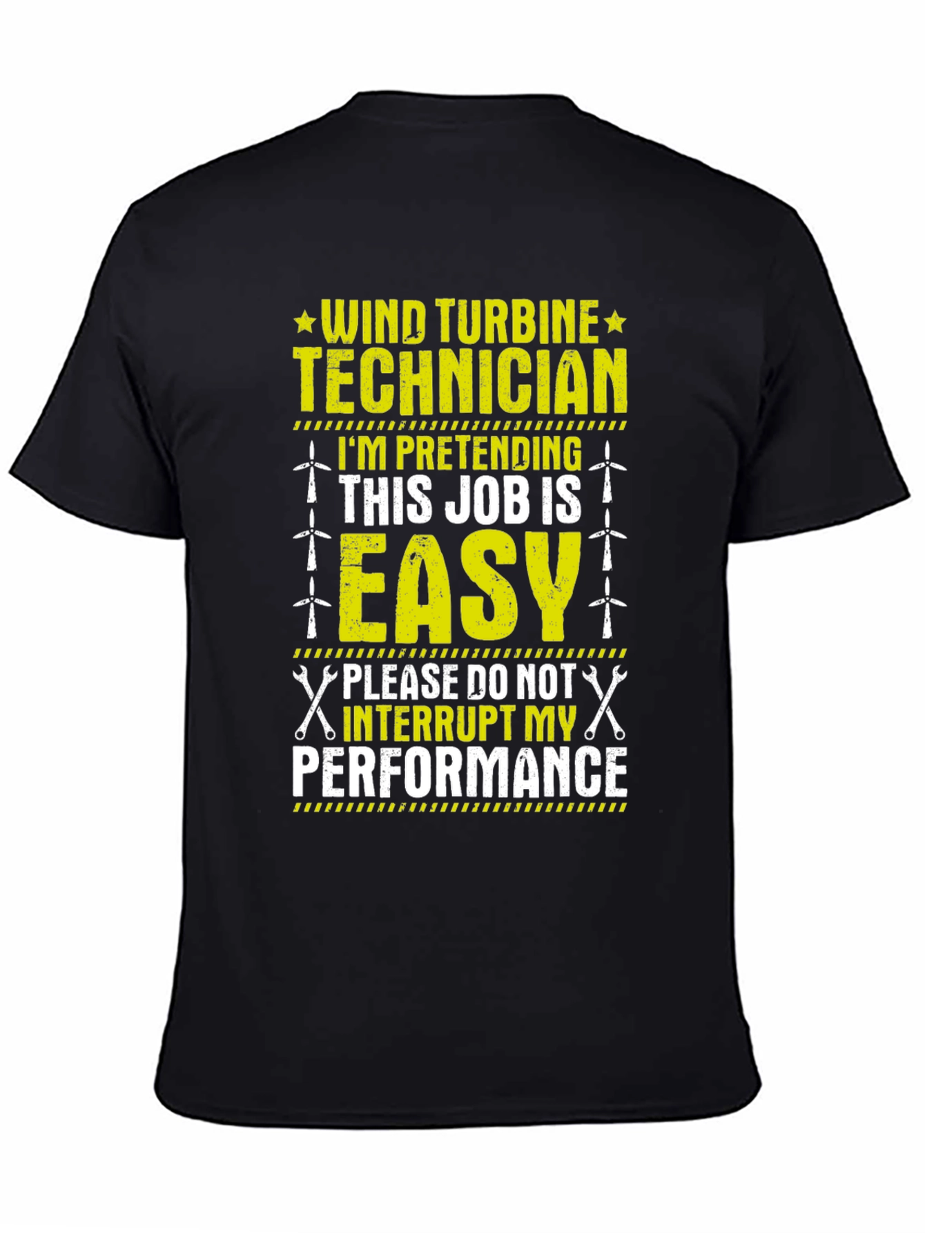 Black Wind Turbine Technician T-Shirt: Funny Job Gift view 4