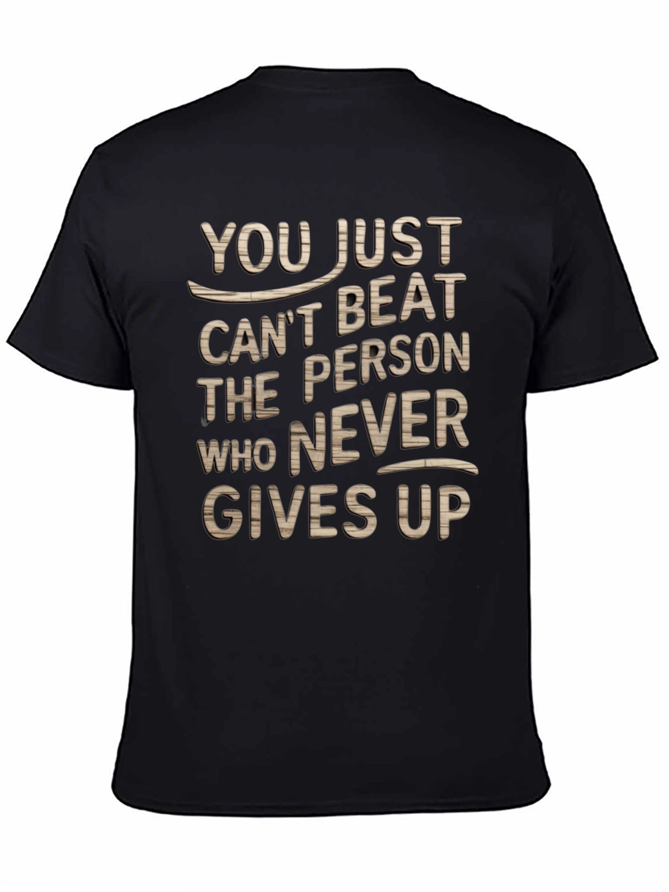 Black Never Give Up Motivational Graphic T-Shirt view 4