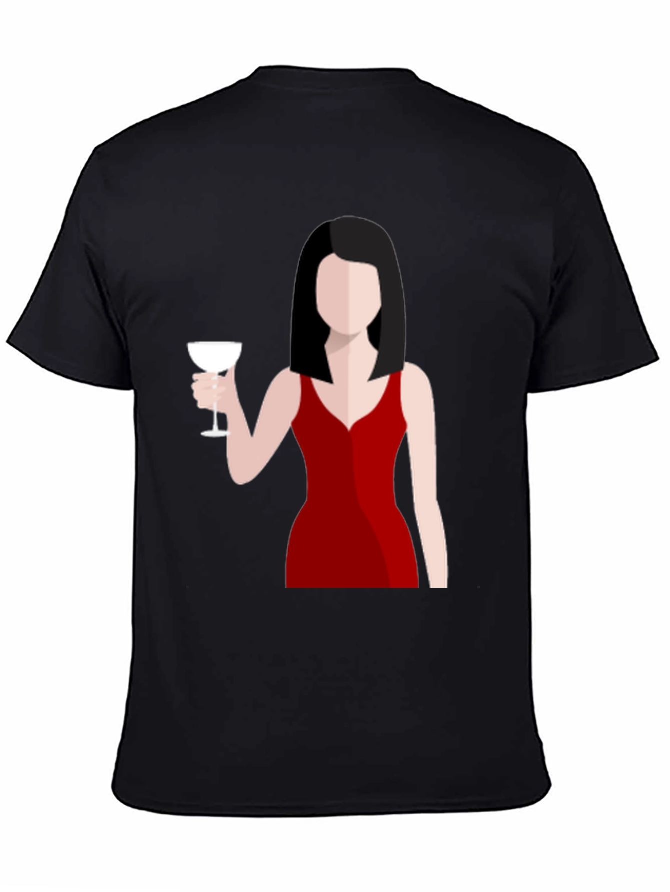 Black Lady in Red T-Shirt - Minimalist Design view 4