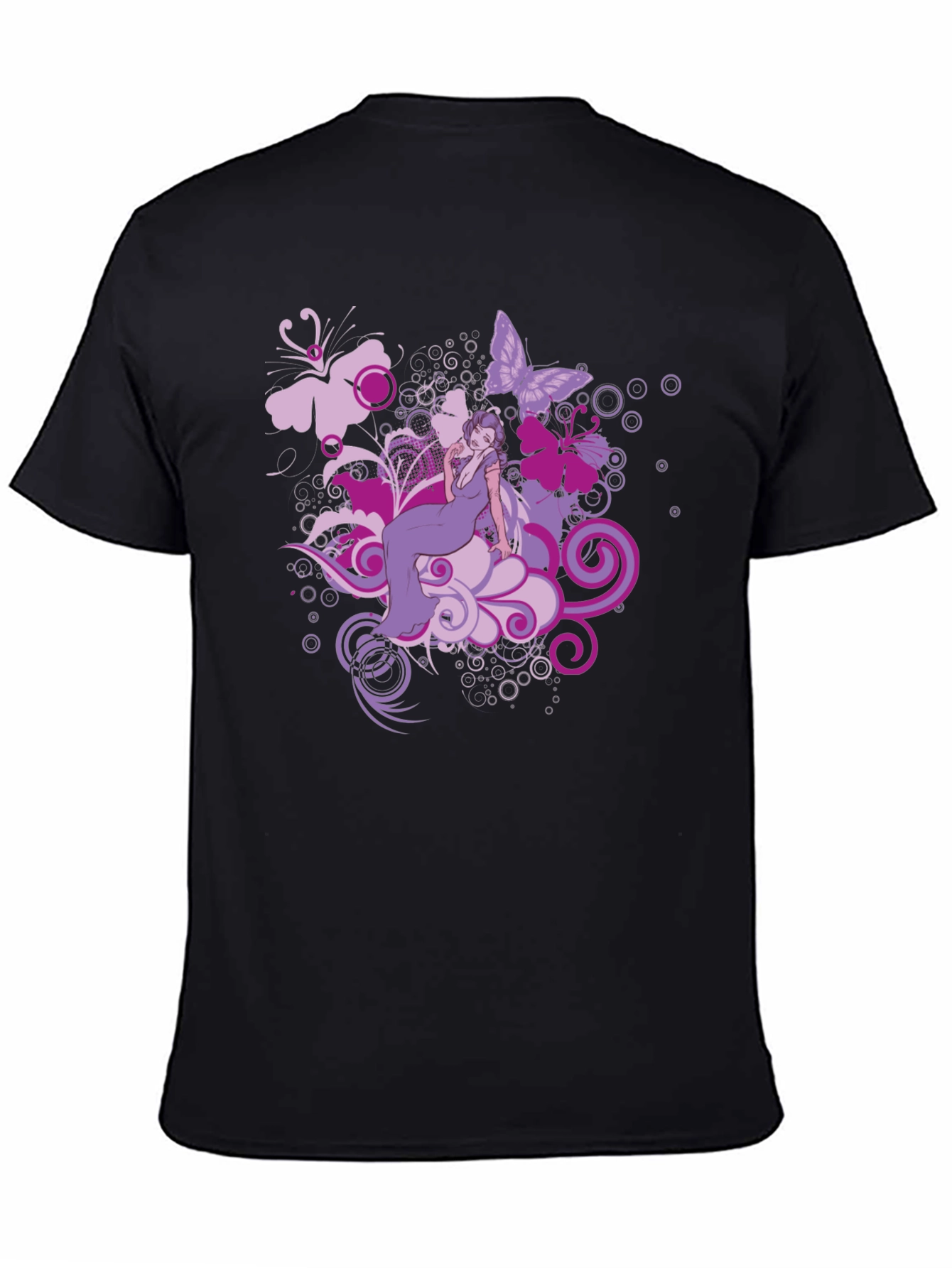 Black Floral Fantasy Graphic Tee - Black view 4