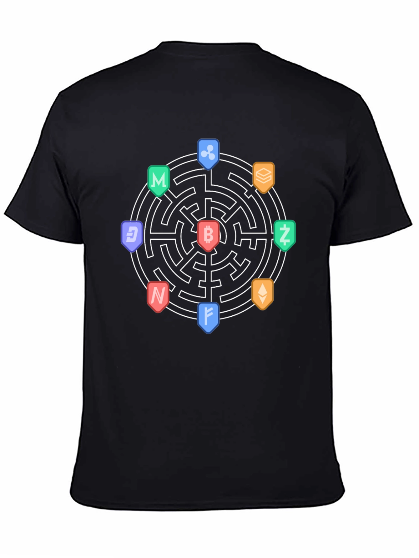 Black Crypto Maze T-Shirt - Bitcoin & Altcoins view 4