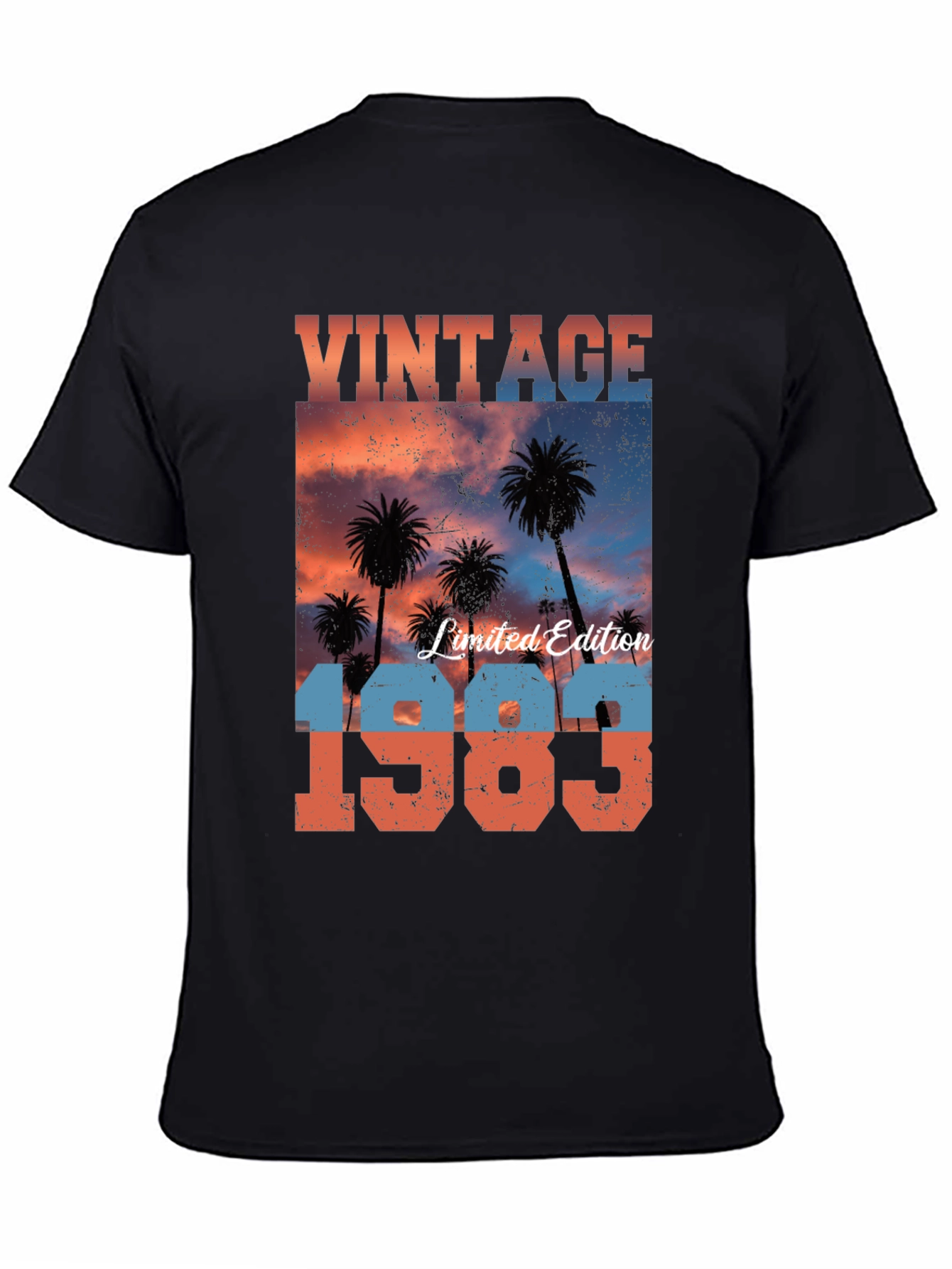Black Vintage 1983 Palm Sunset T-Shirt view 4
