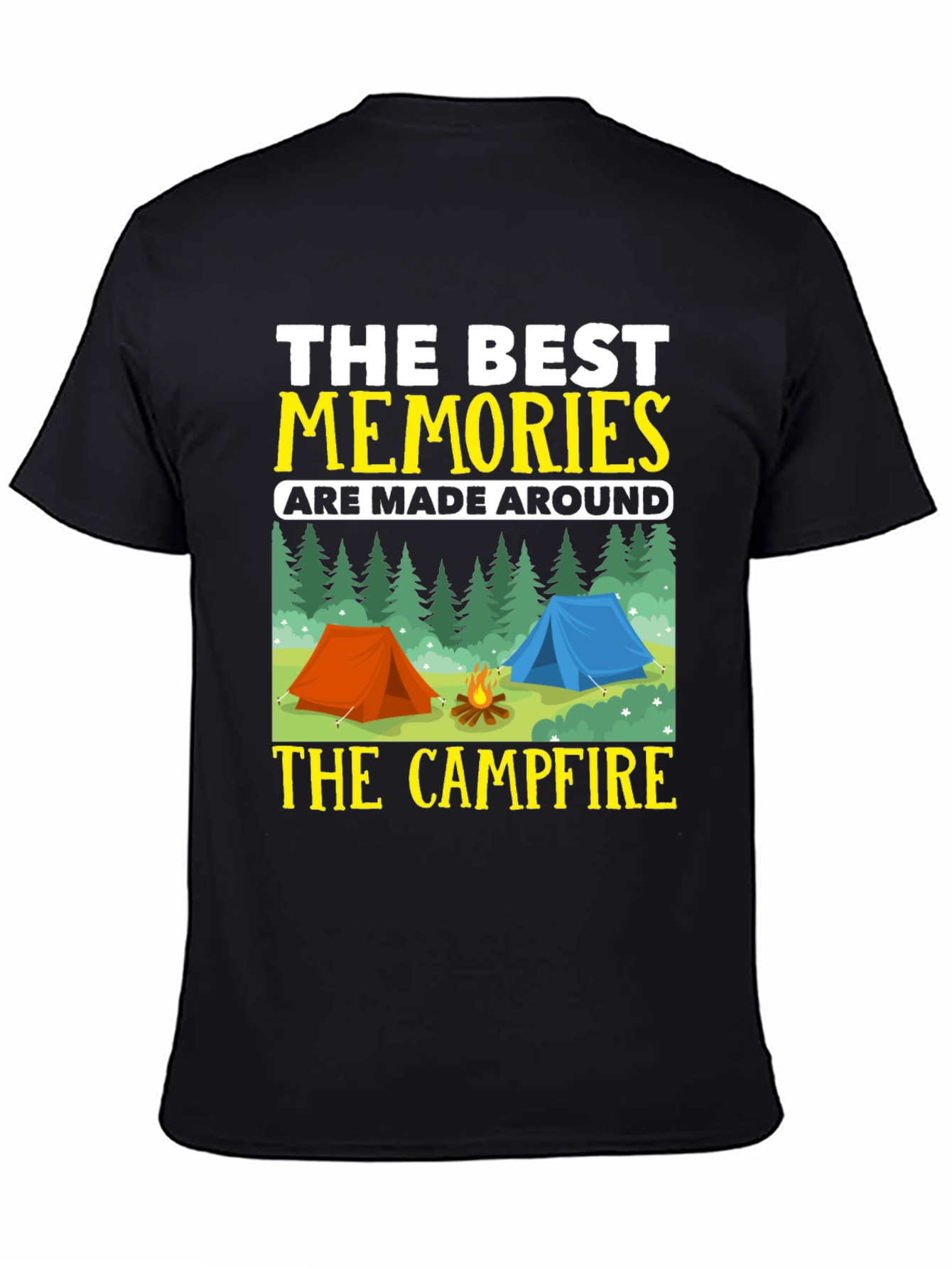 Black Camping Memories T-Shirt - Campfire Design view 4