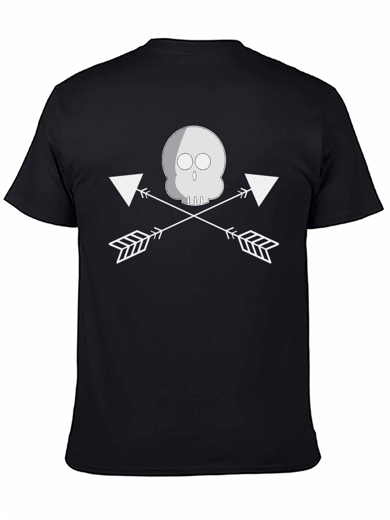 Black Skull and Arrow Black Graphic Tee view 4