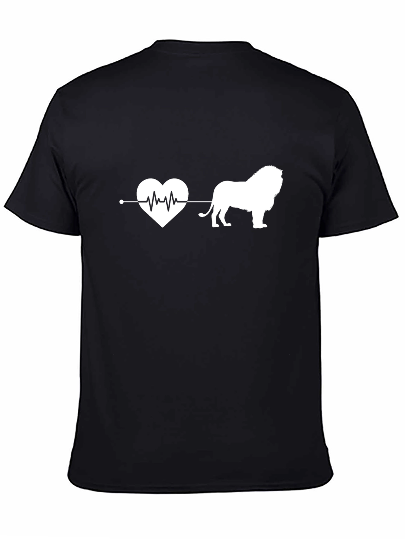 Black Lion Heartbeat T-Shirt - Animal Lover Tee view 4