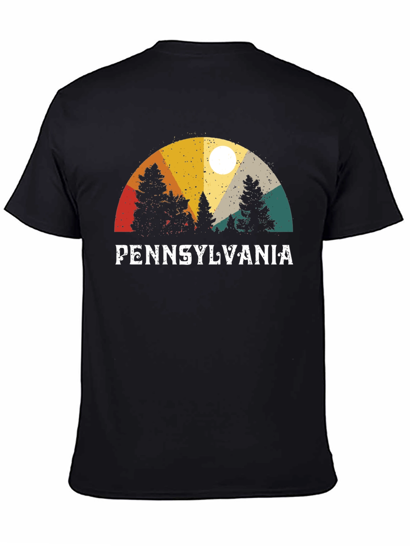 Black Pennsylvania Retro Sunset Graphic T-Shirt view 4