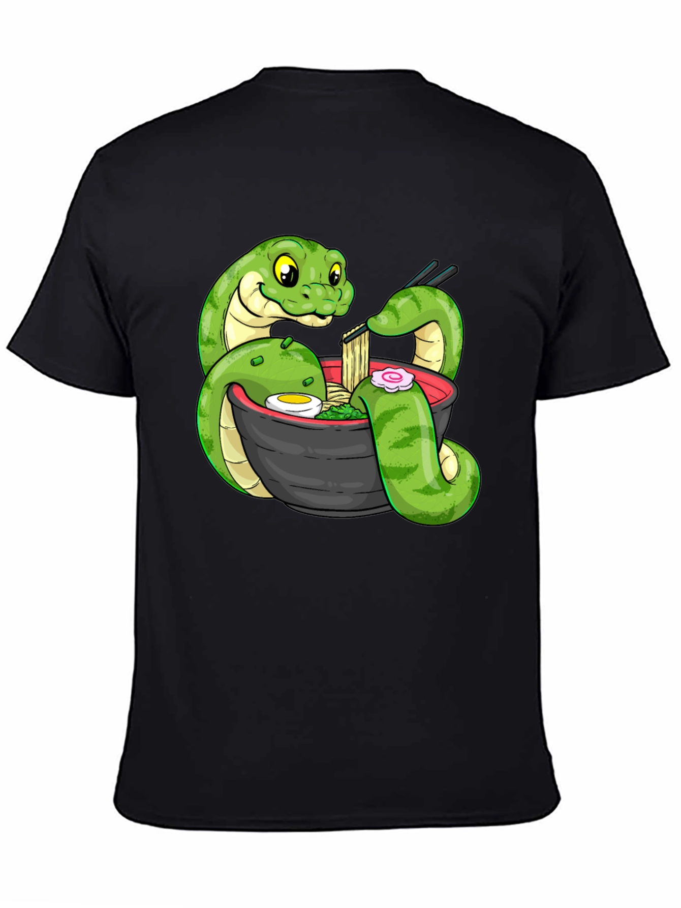 Black Snake Ramen Graphic Tee - Unique Cartoon Design view 4