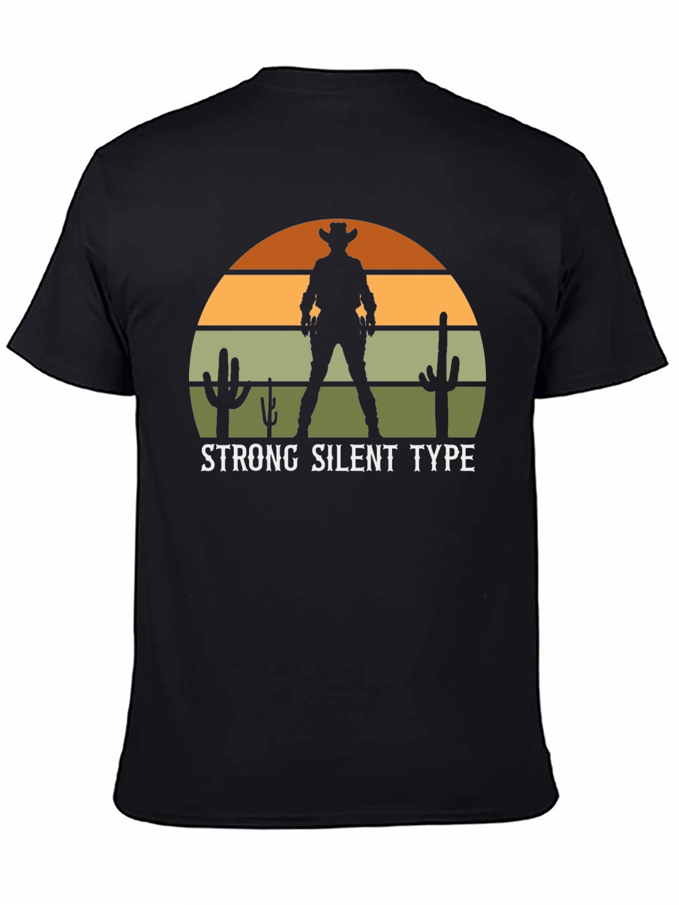 Black Strong Silent Type Western Sunset Graphic Tee view 4