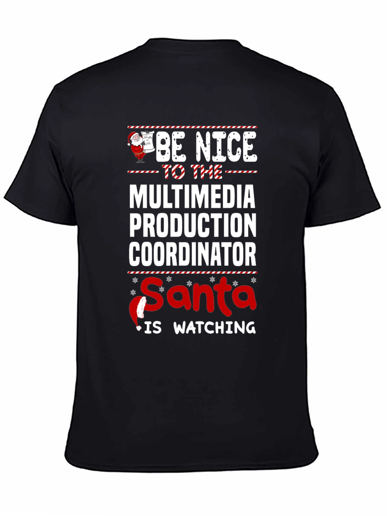 Black Funny Multimedia Production Coordinator Christmas T-Shirt view 4