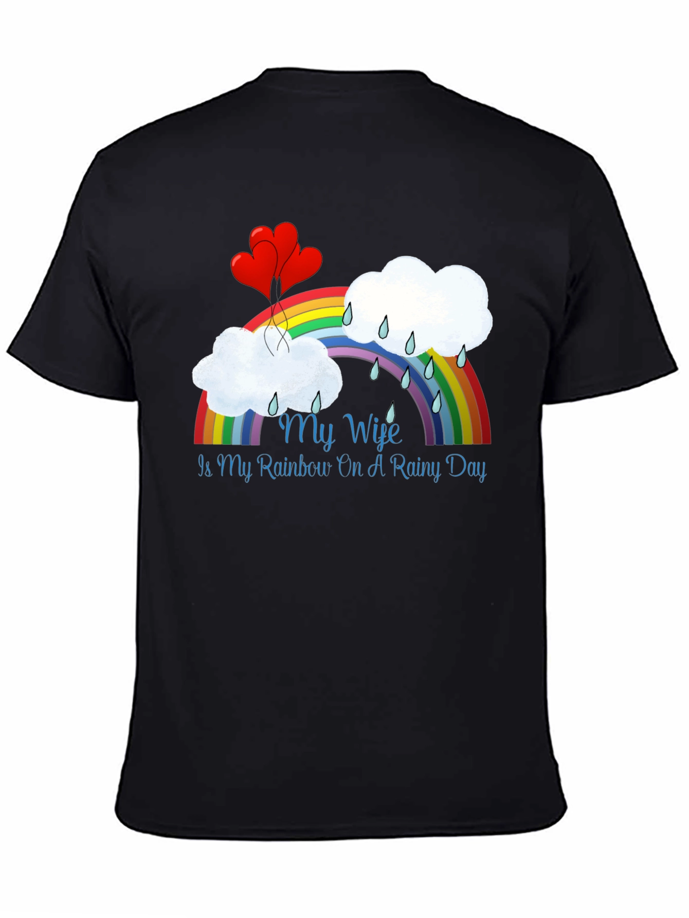 My Wife Rainbow Rainy Day Black T-Shirt - 4