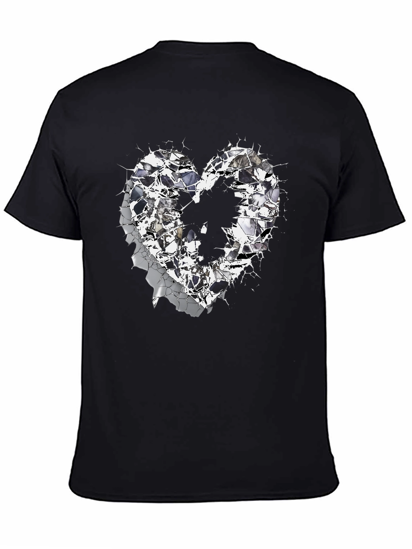 Black Shattered Heart Graphic Tee - Black Cotton Blend view 4