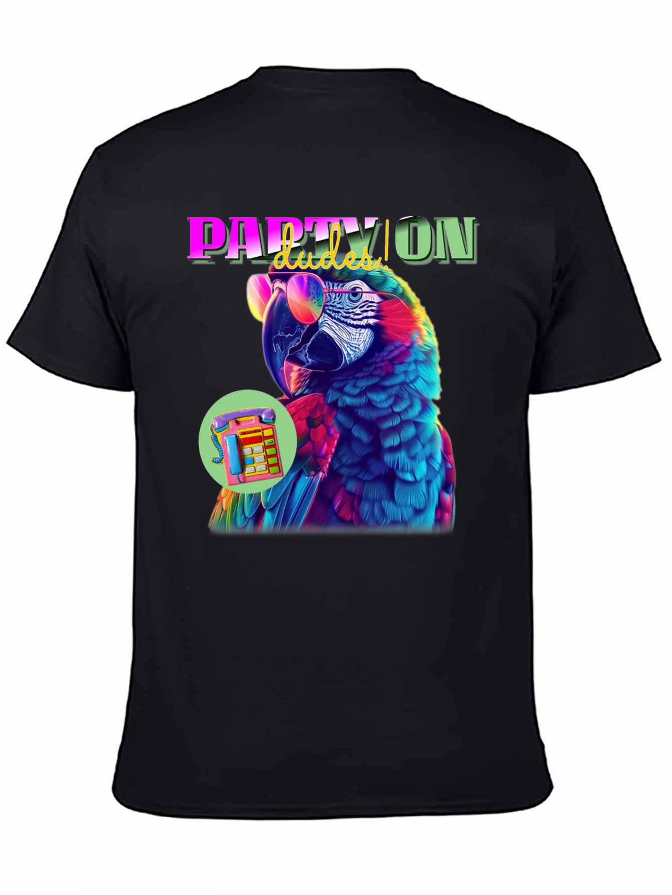 Black Party Parrot Graphic Tee view 4