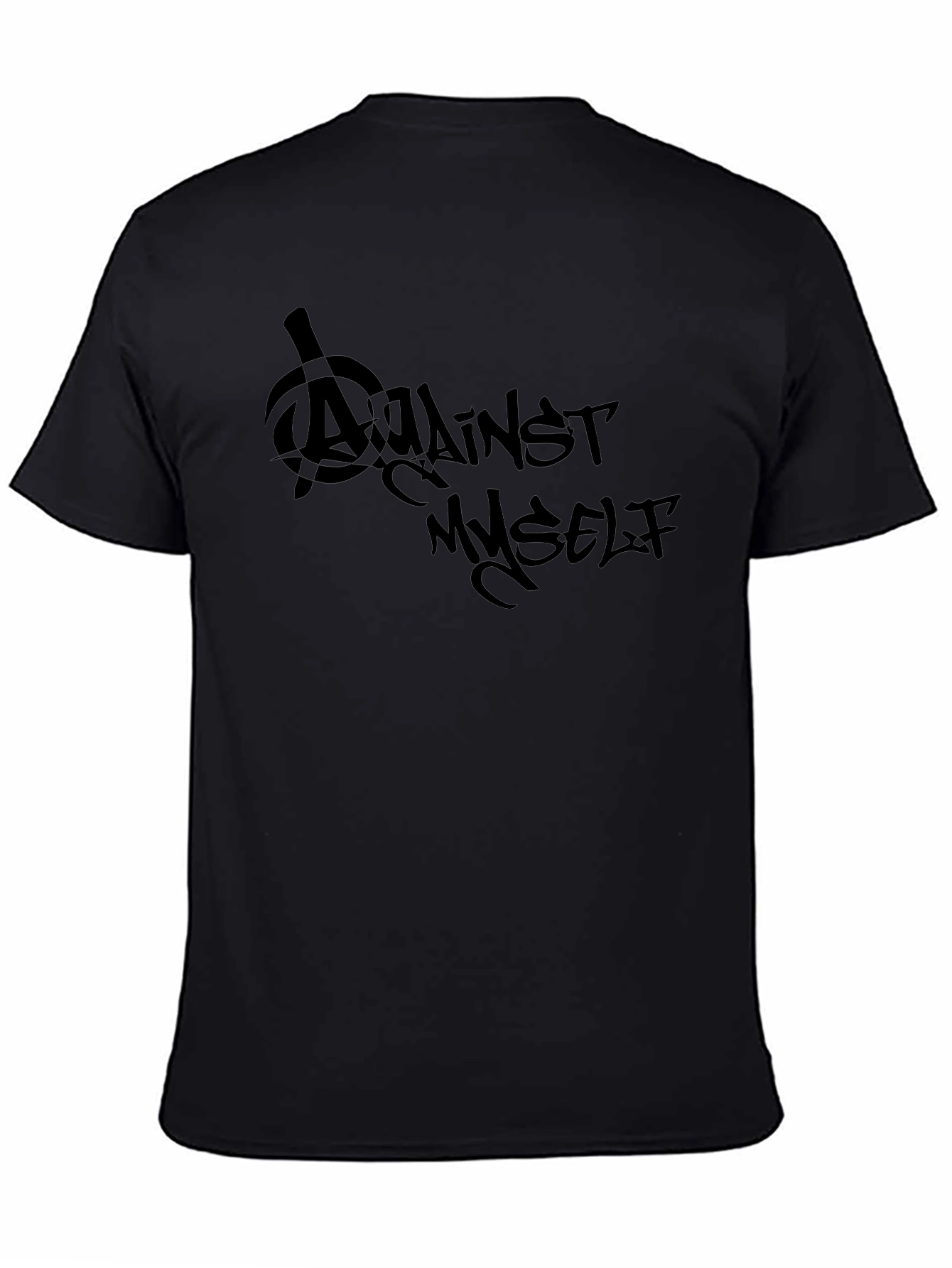 Black Against Myself Graphic T-Shirt - Black Casual Tee view 4