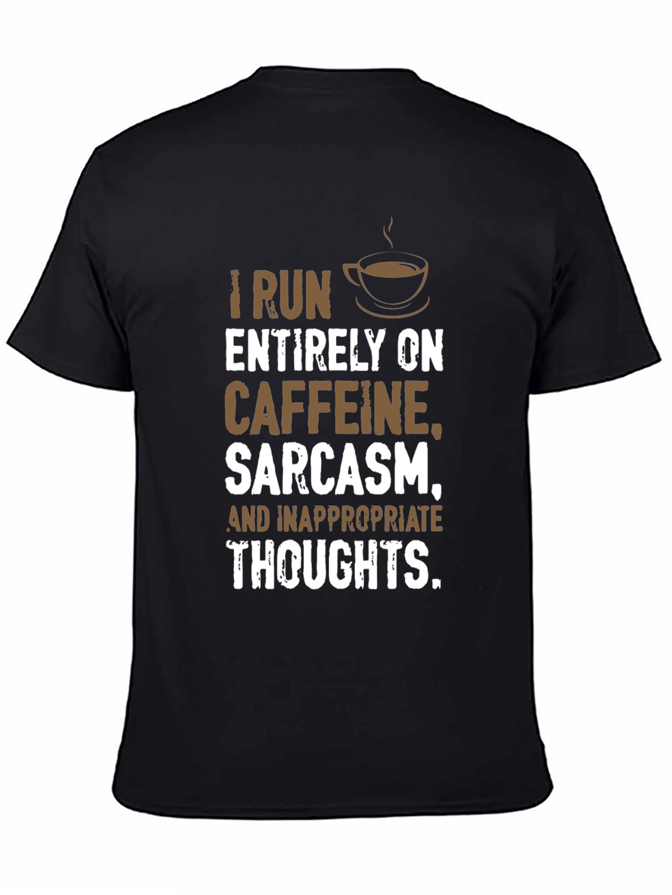 Black Caffeine, Sarcasm, & Inappropriate Thoughts Graphic Tee view 4