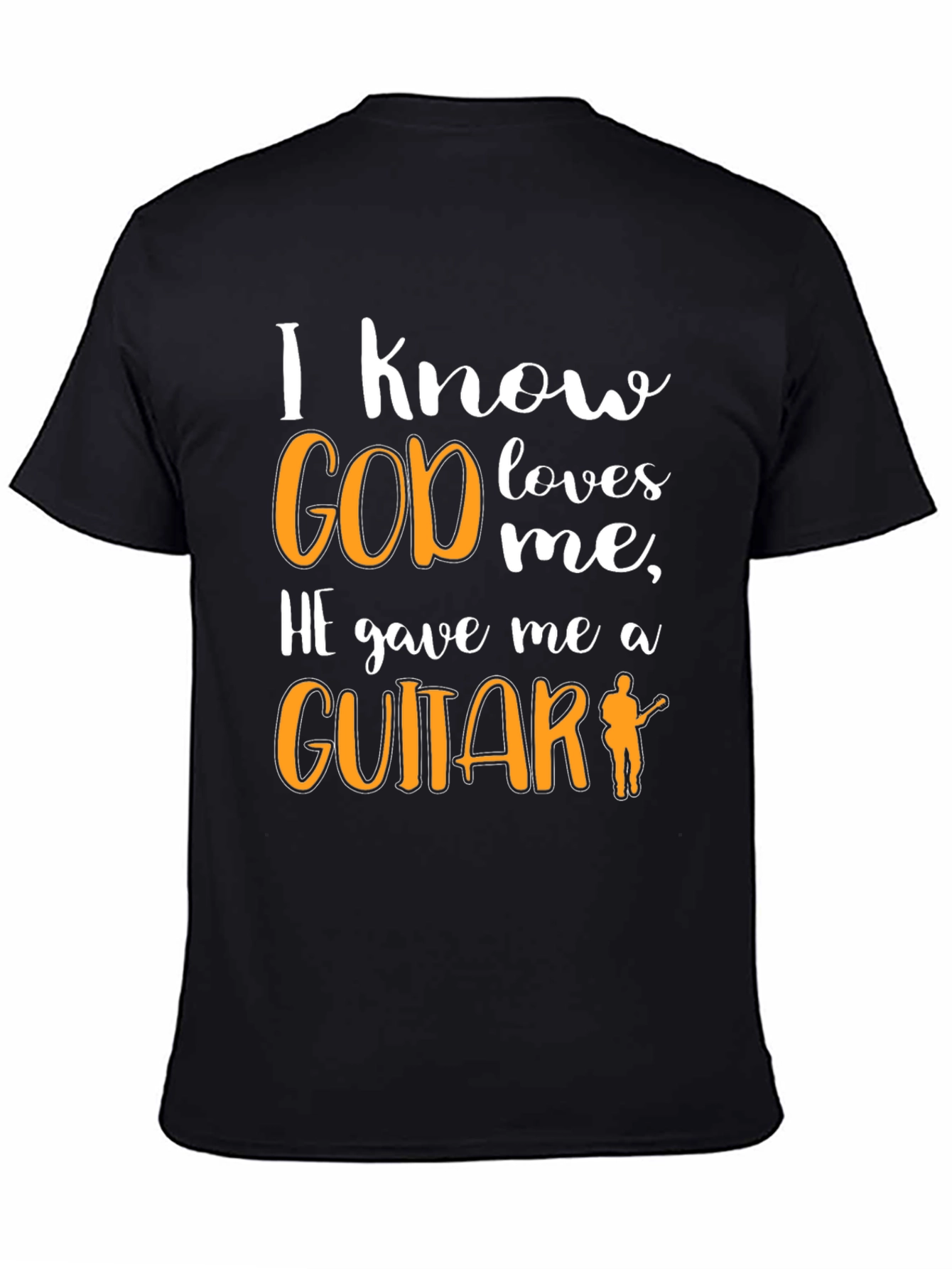 Black I Know God Loves Me Guitar T-Shirt view 4