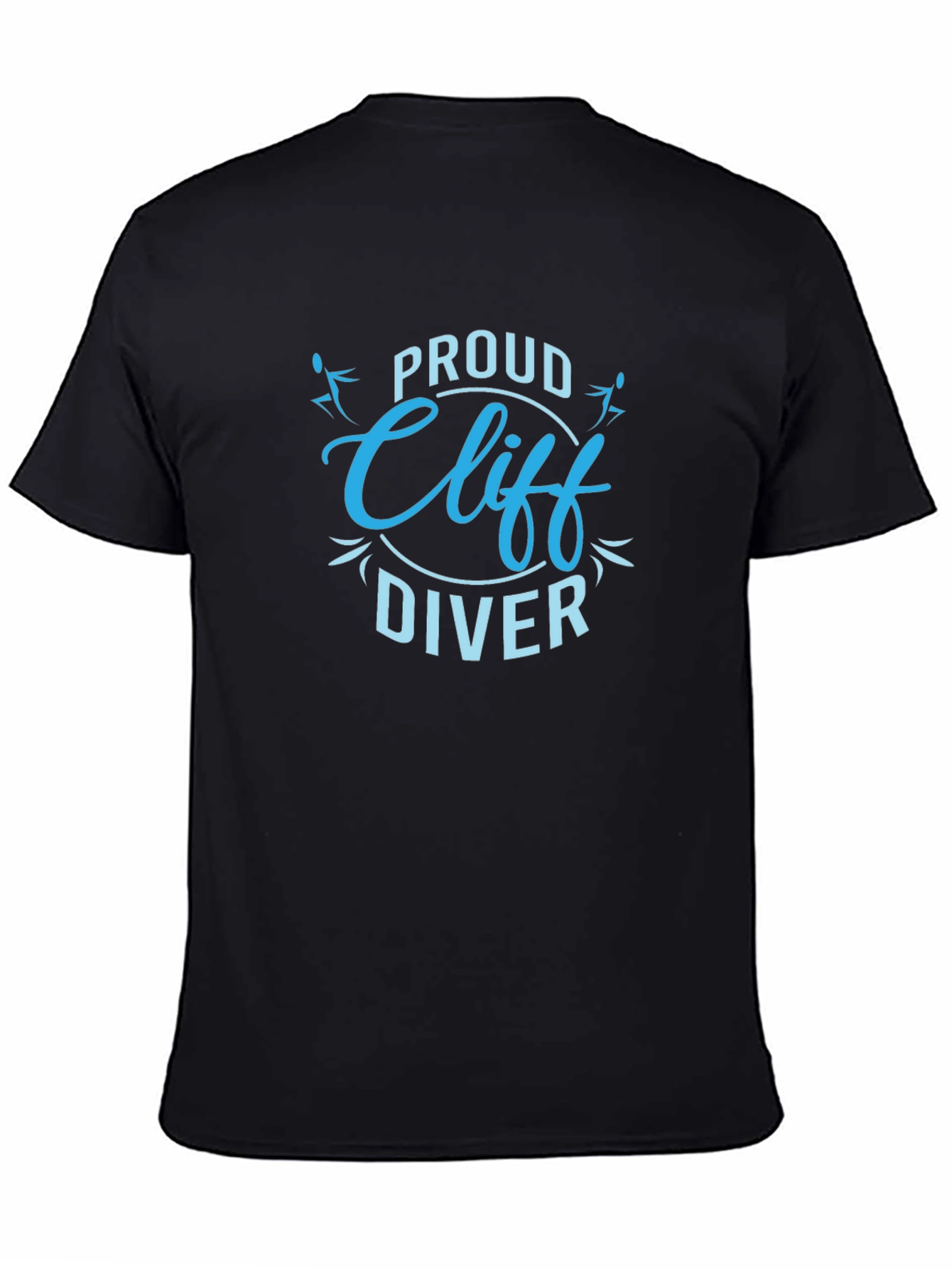 Black Proud Cliff Diver T-Shirt Black Cotton Tee view 4