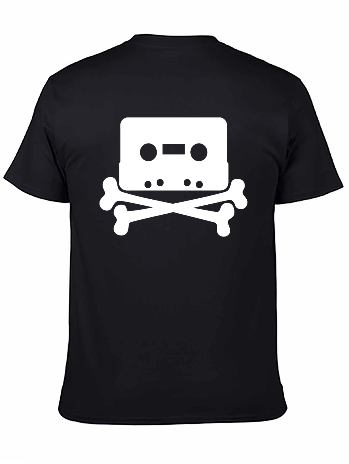 Black Cassette Tape Skull T-Shirt - Black Graphic Tee view 4
