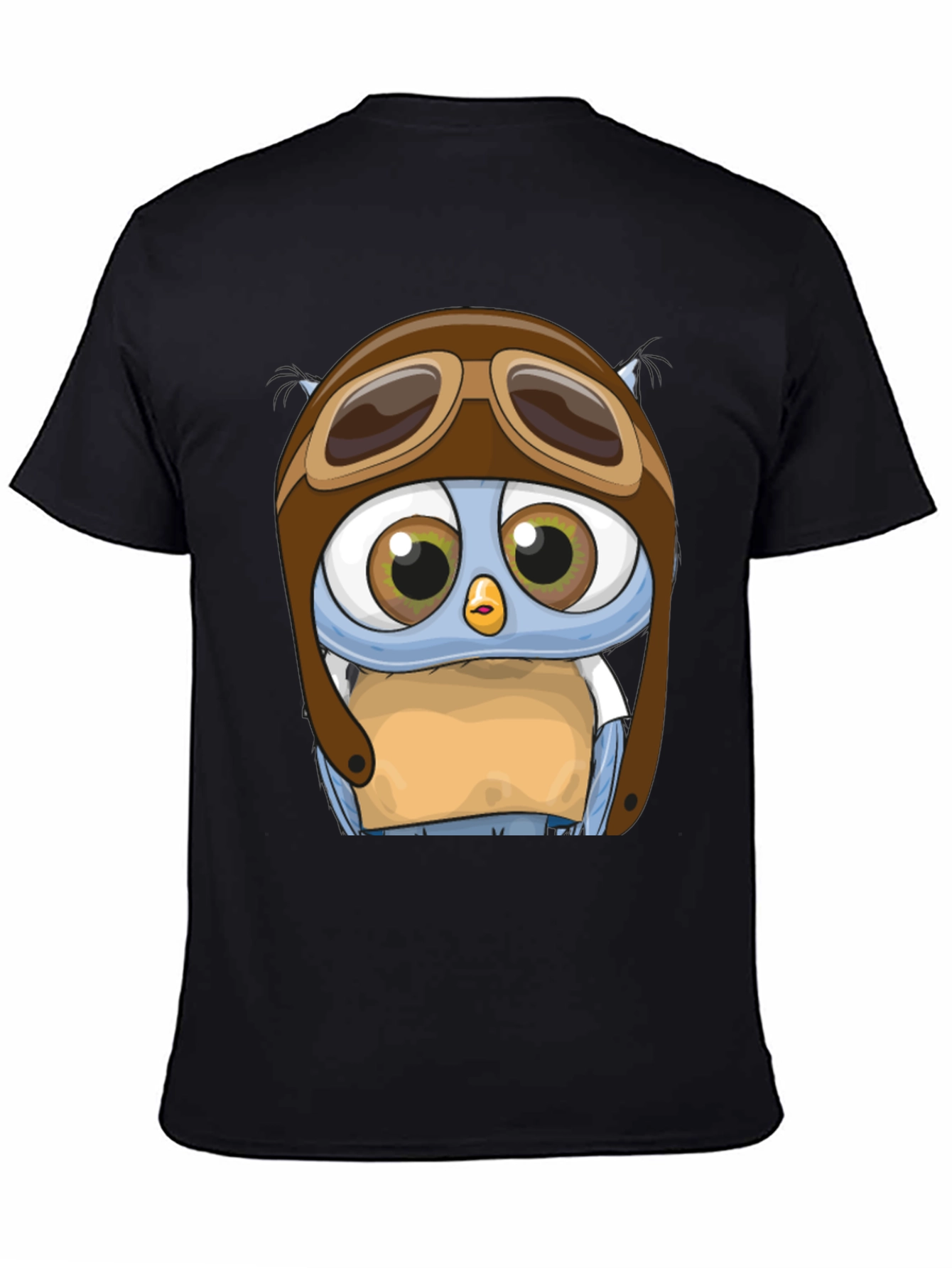 Black Pilot Owl T-Shirt - Cartoon Aviator Design view 4