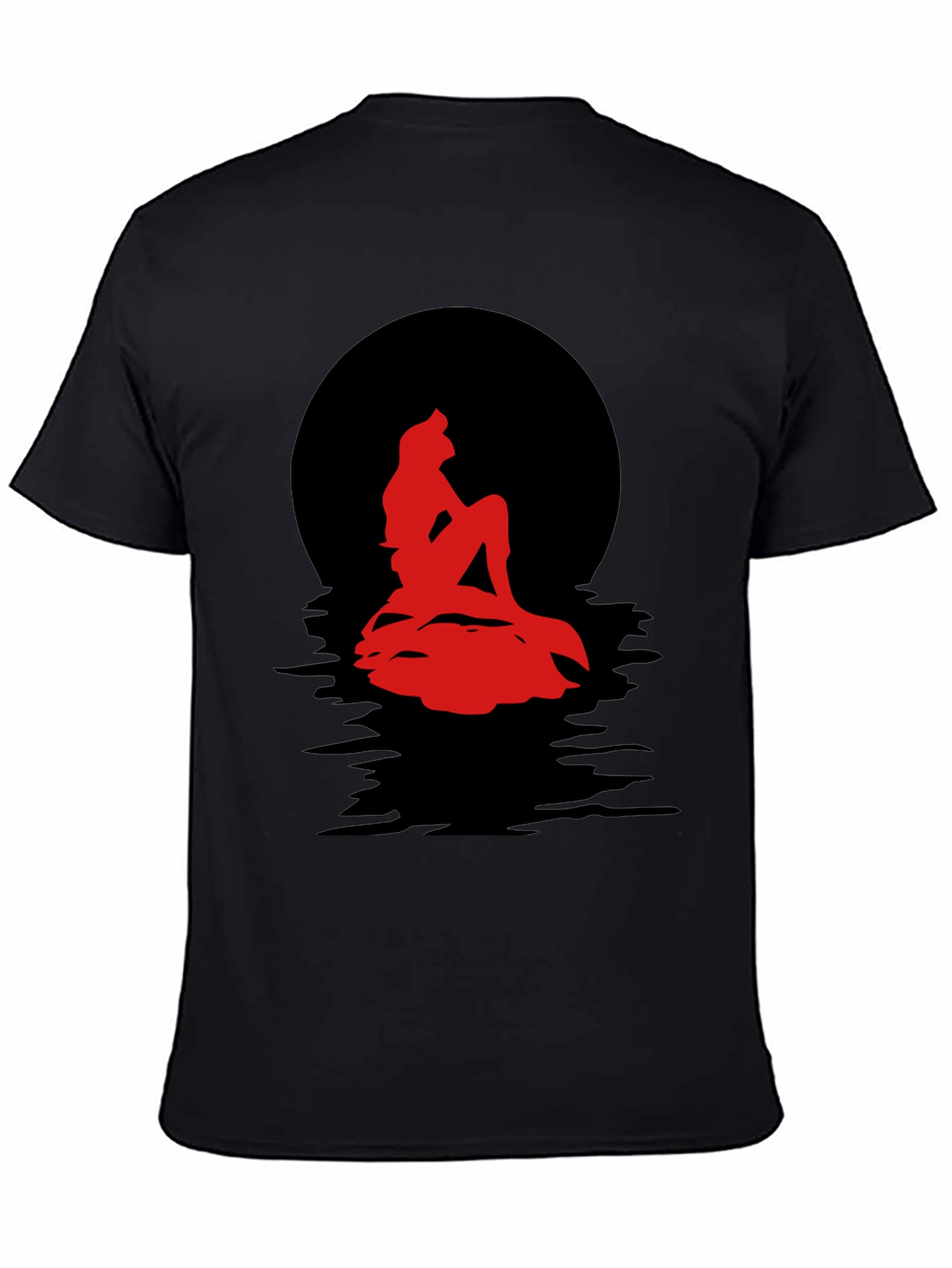 Black Red Mermaid Silhouette Graphic Tee view 4