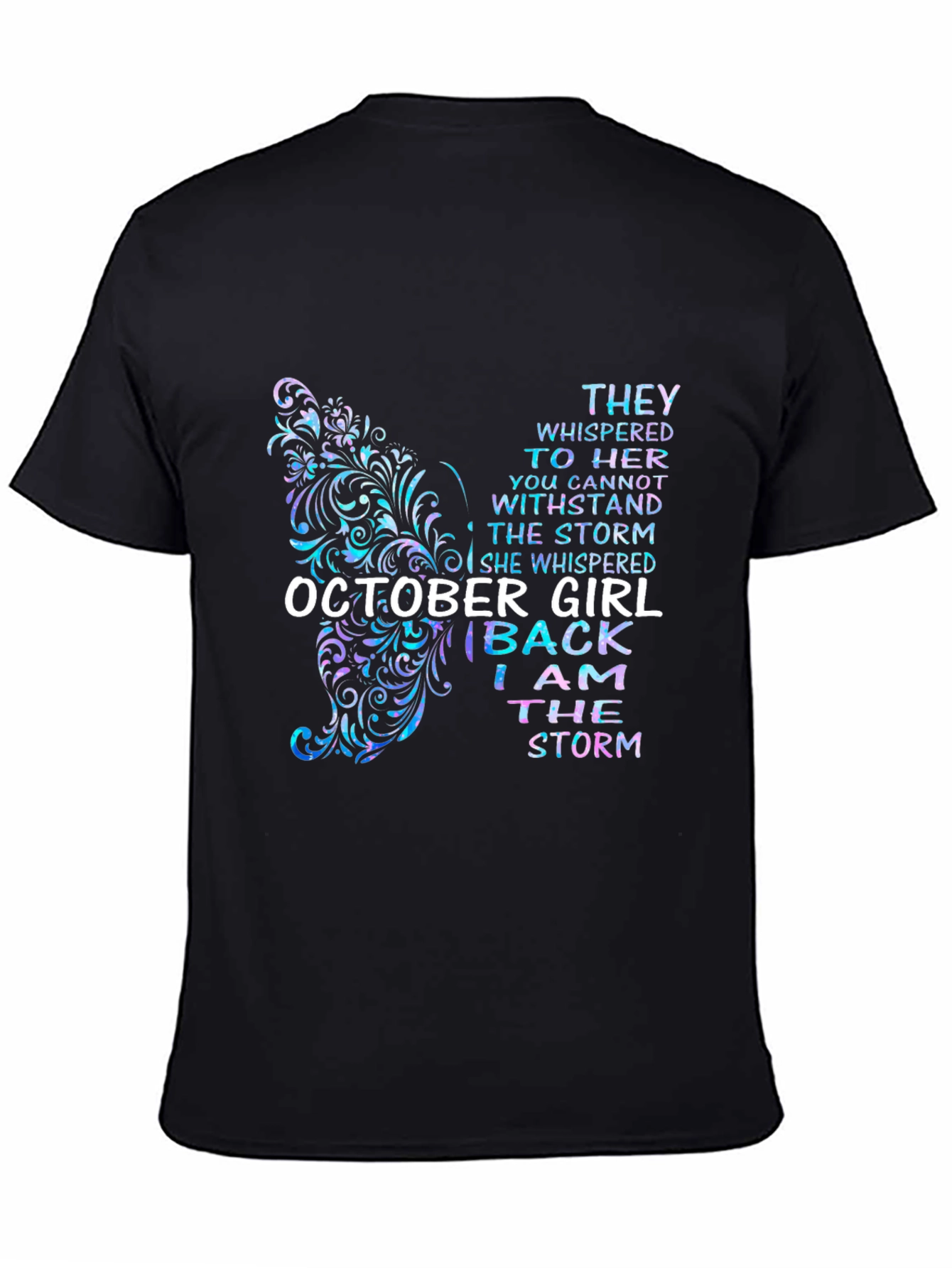 Black October Girl Butterfly Storm T-Shirt view 4