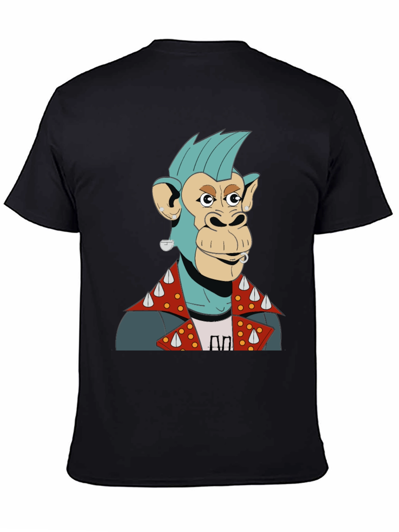 Black Cool Punk Ape Graphic T-Shirt view 4