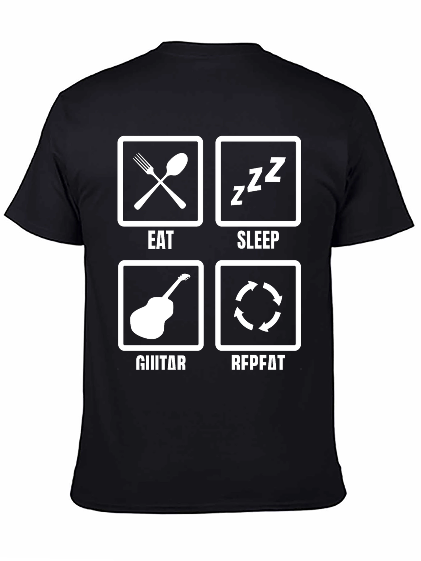 Black Eat Sleep Guitar Repeat T-Shirt view 4