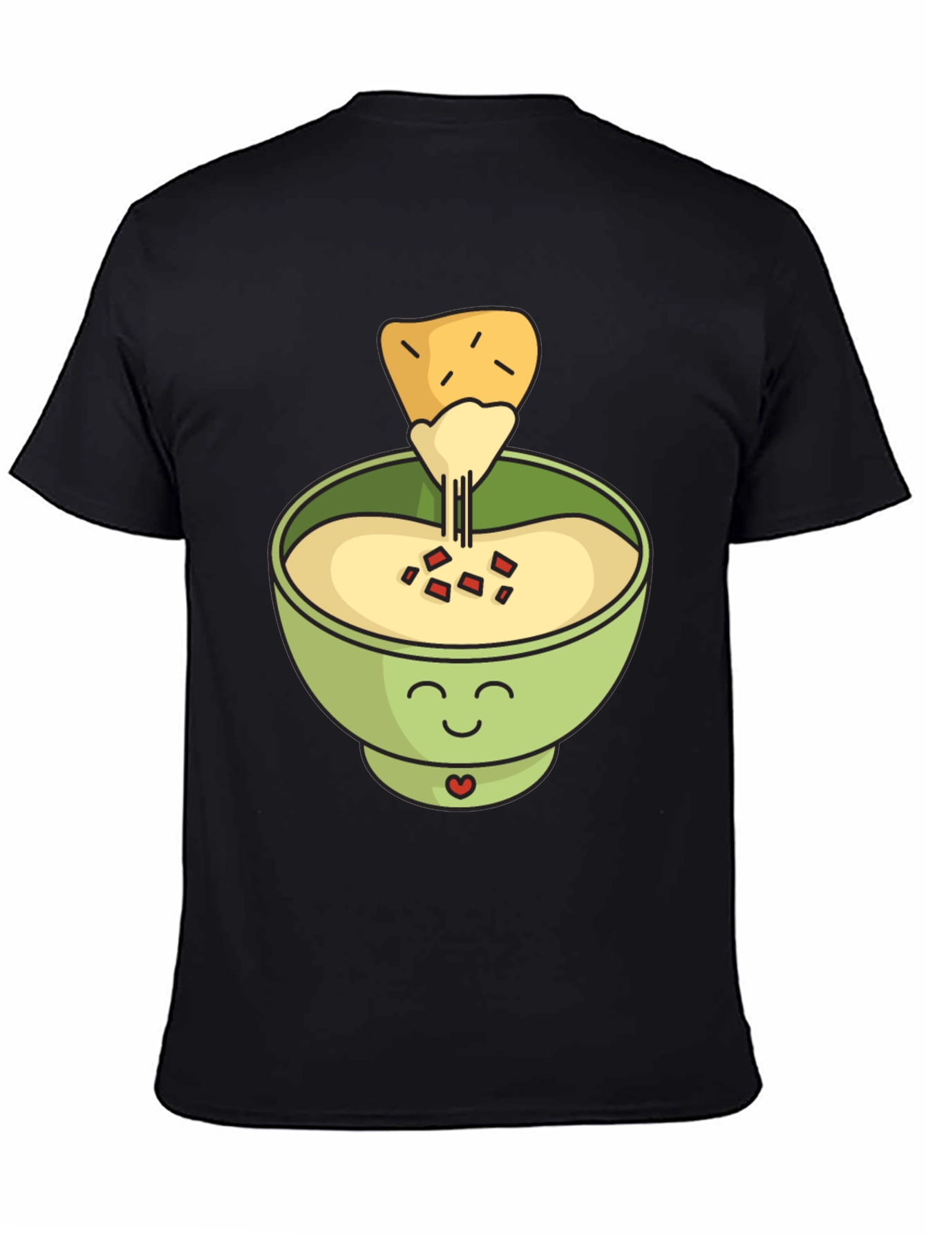 Black Cute Cartoon Queso Dip and Chip Graphic Tee view 4
