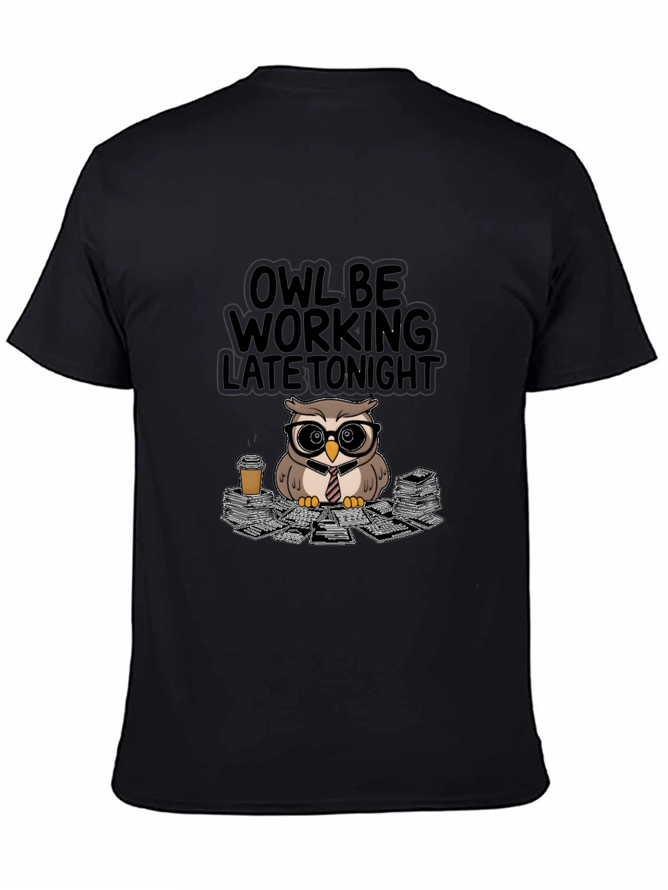 Black Owl Be Working Late Tonight T-Shirt view 4
