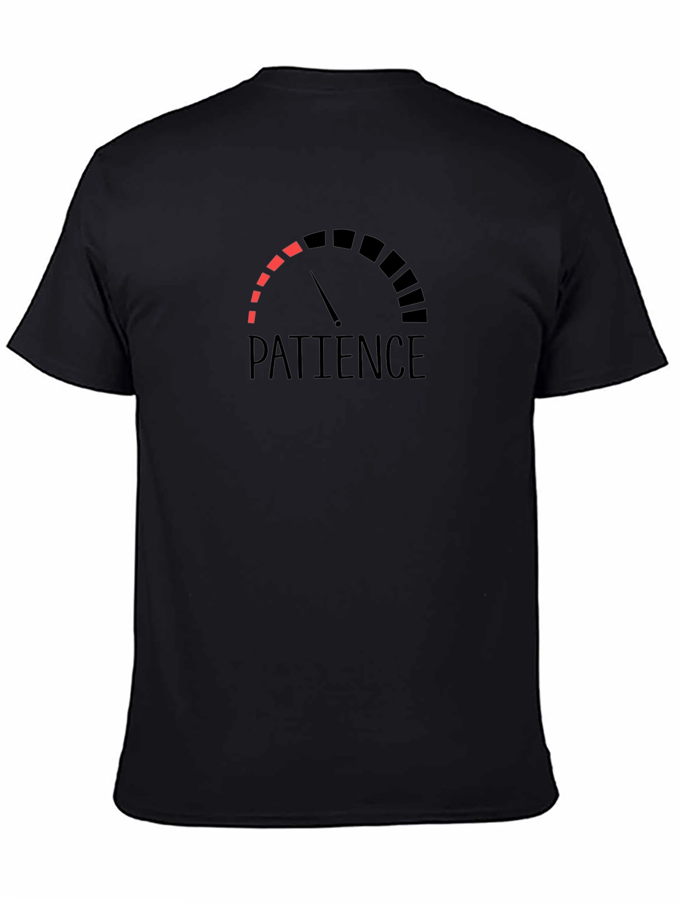 Black Patience Level T-Shirt - Graphic Tee for Men view 4