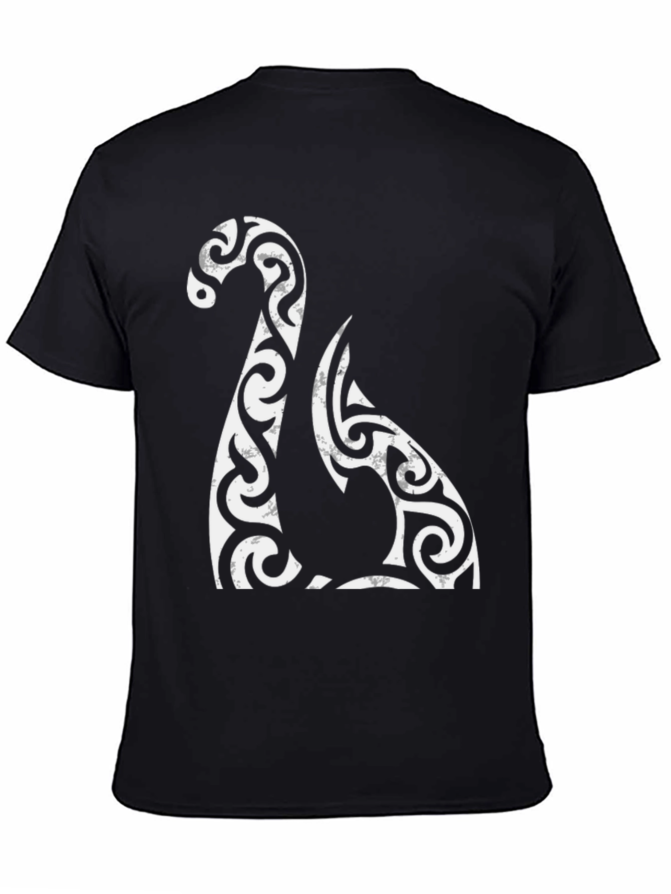 Black Tribal Dragon Graphic Tee - Black Cotton Blend T-Shirt view 4