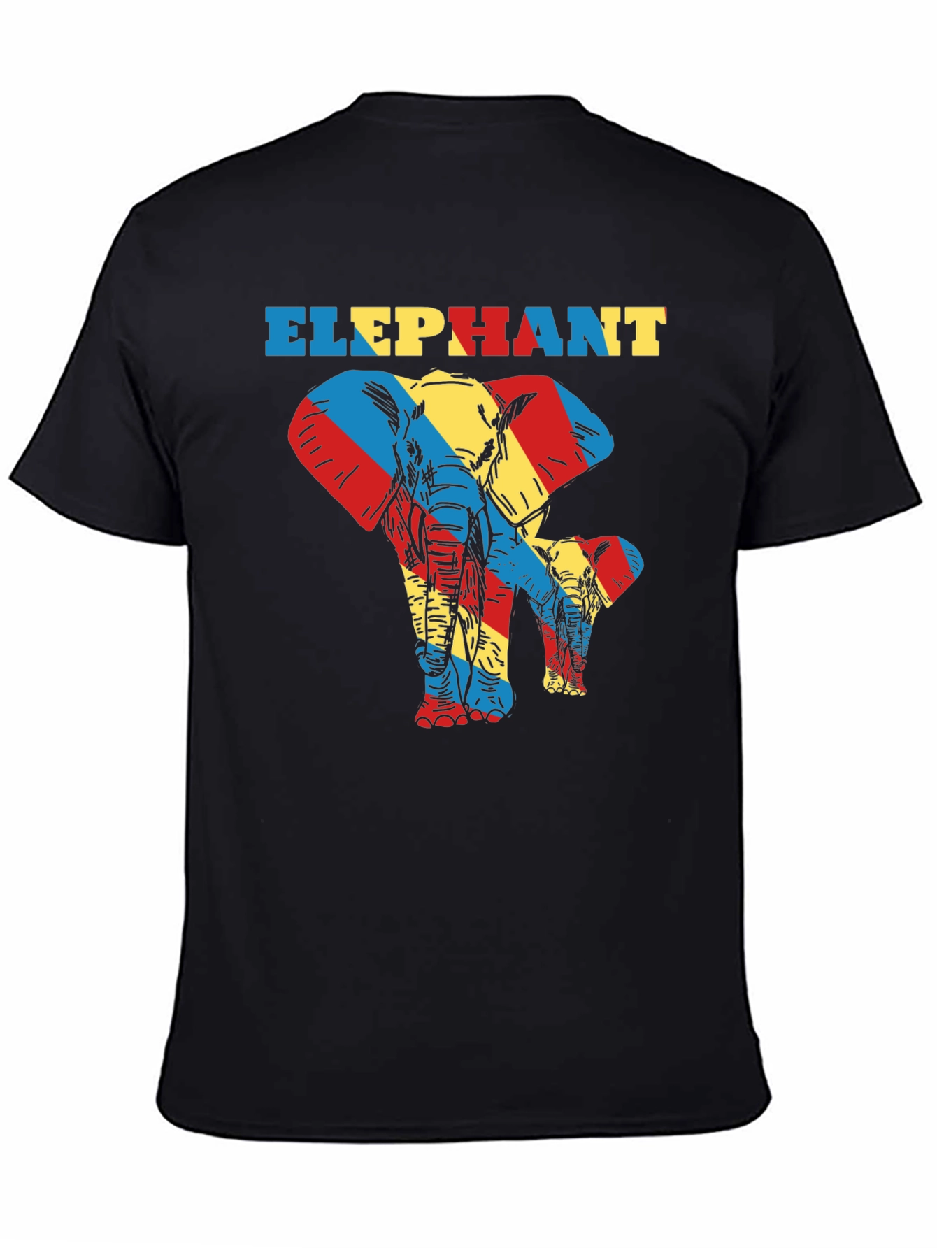 Black Elephant Graphic Print Black T-Shirt view 4
