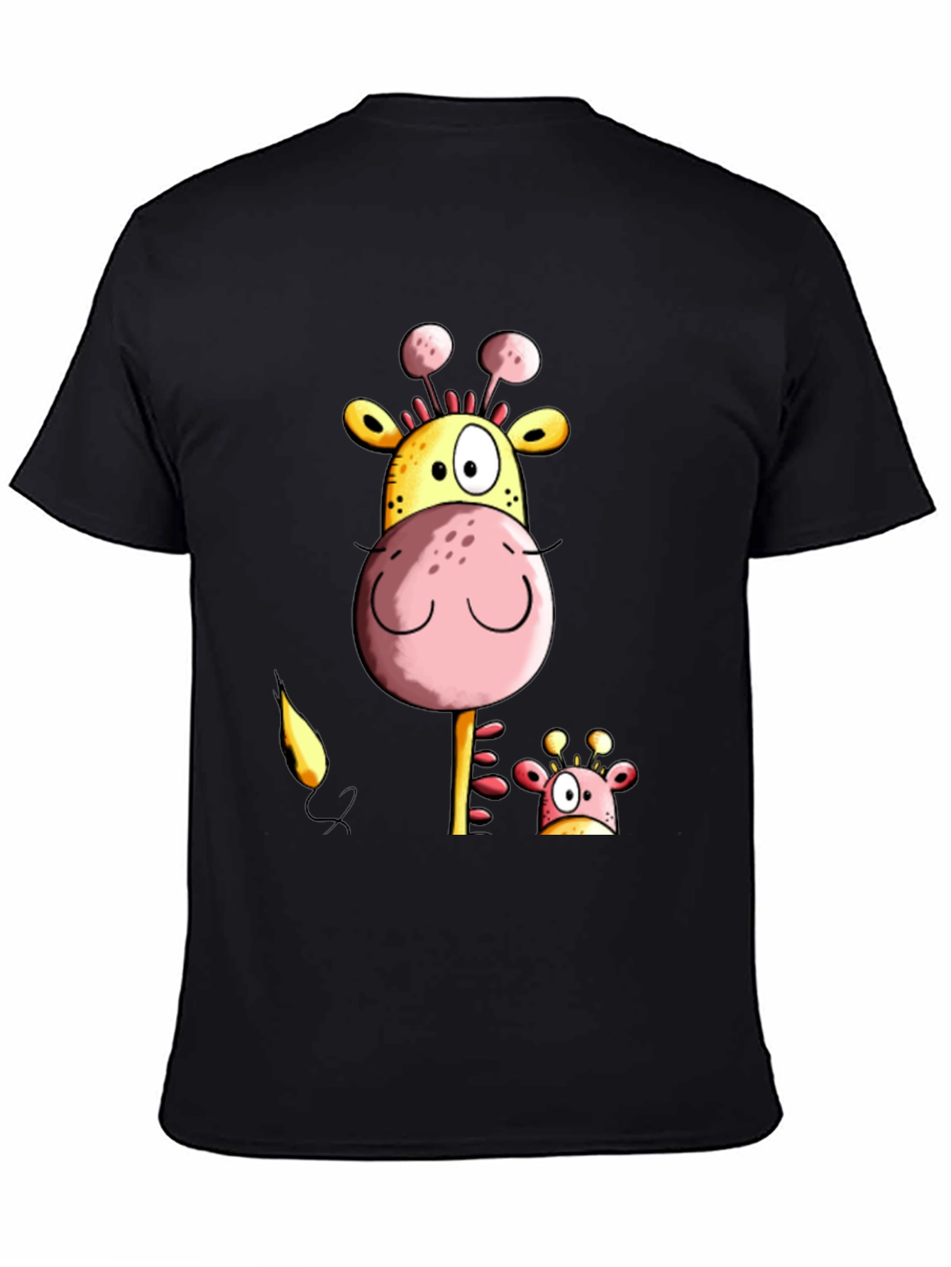 Black Funny Giraffe Graphic Tee - Black Casual T-Shirt view 4