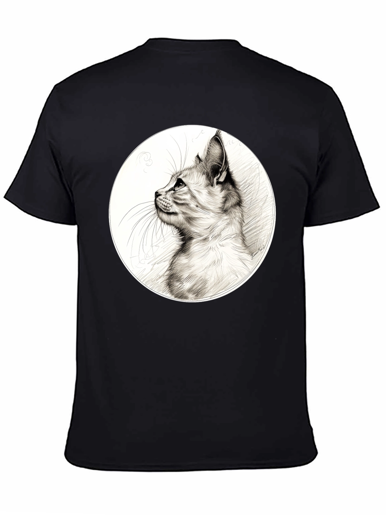 Black Cool Cat Graphic Tee - Black Cotton Blend view 4