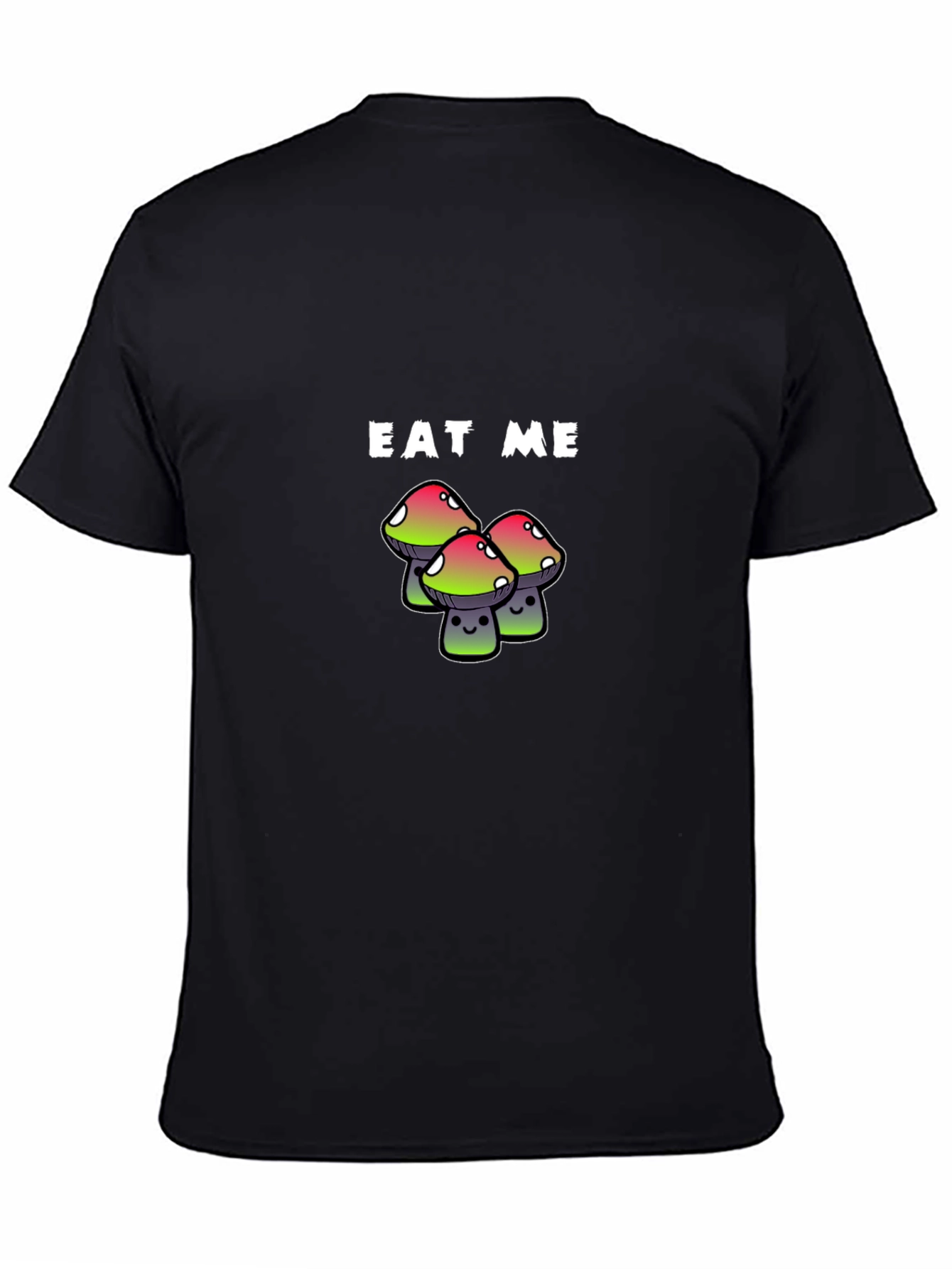 Black Eat Me Mushrooms Graphic Tee - Funny Novelty Shirt view 4