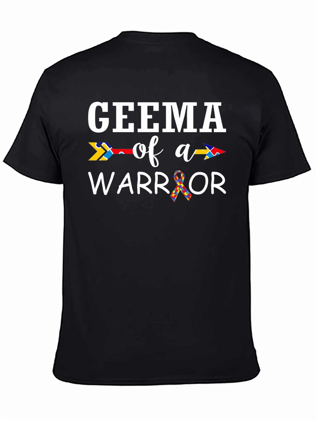 Black Geema of a Warrior Autism Awareness T-Shirt view 4