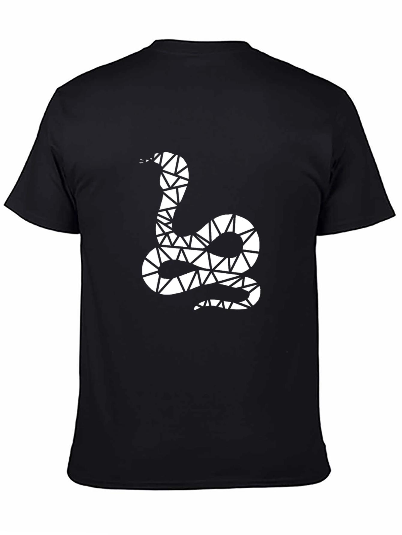 Black Geometric Snake Graphic Tee - Men's Black T-Shirt view 4