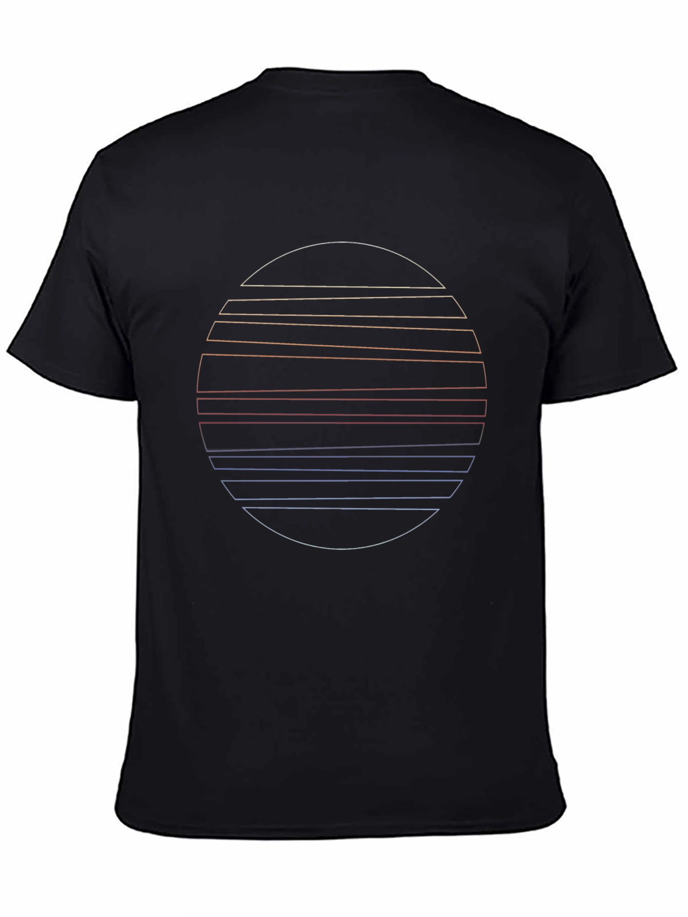 Black Retro Sunset Line Art Graphic T-Shirt view 4