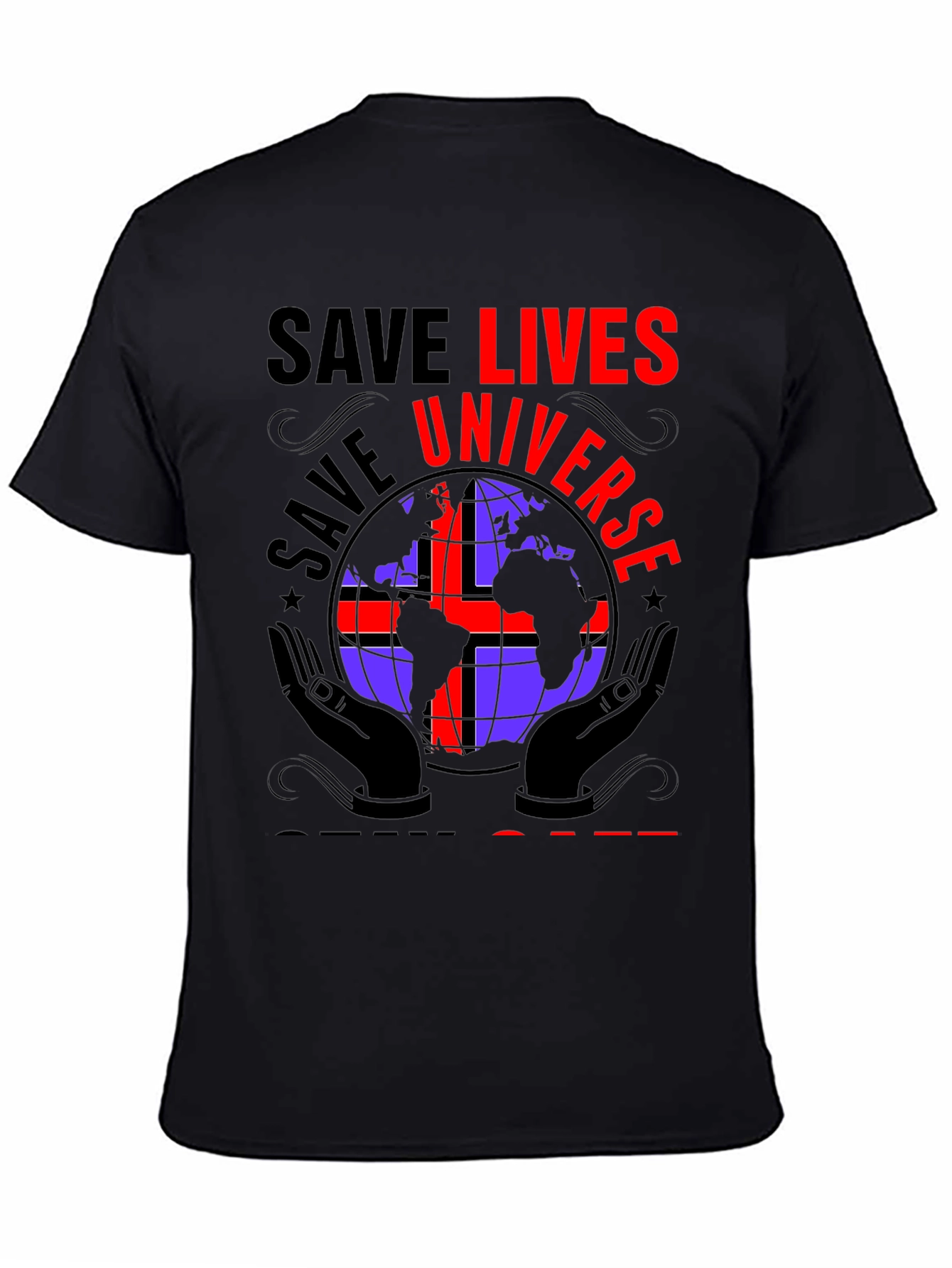 Black Save Lives Save Universe Graphic T-Shirt view 4