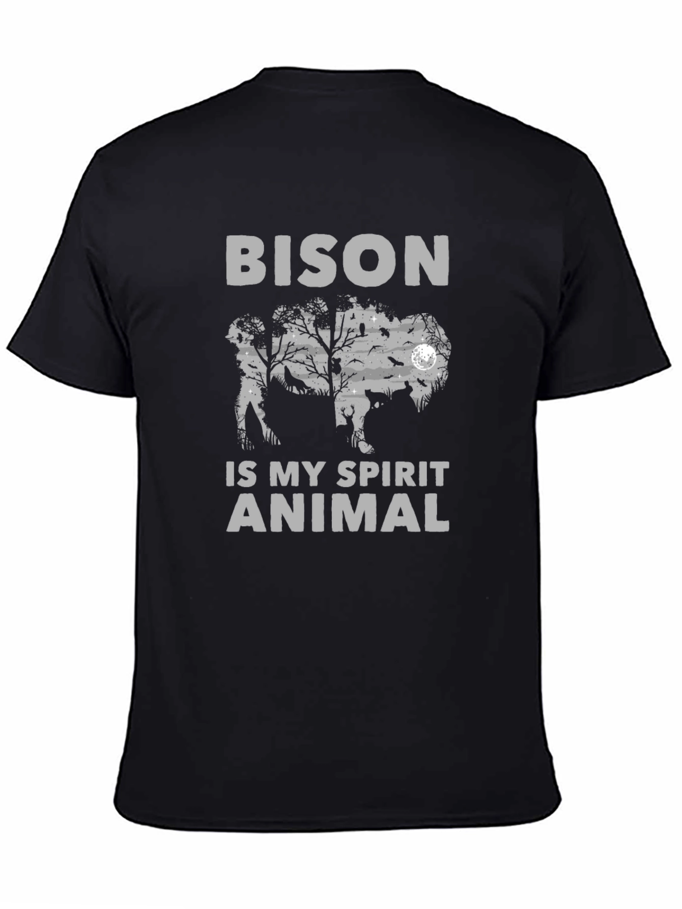 Black Bison Spirit Animal Graphic Tee - Soft Cotton Blend view 4