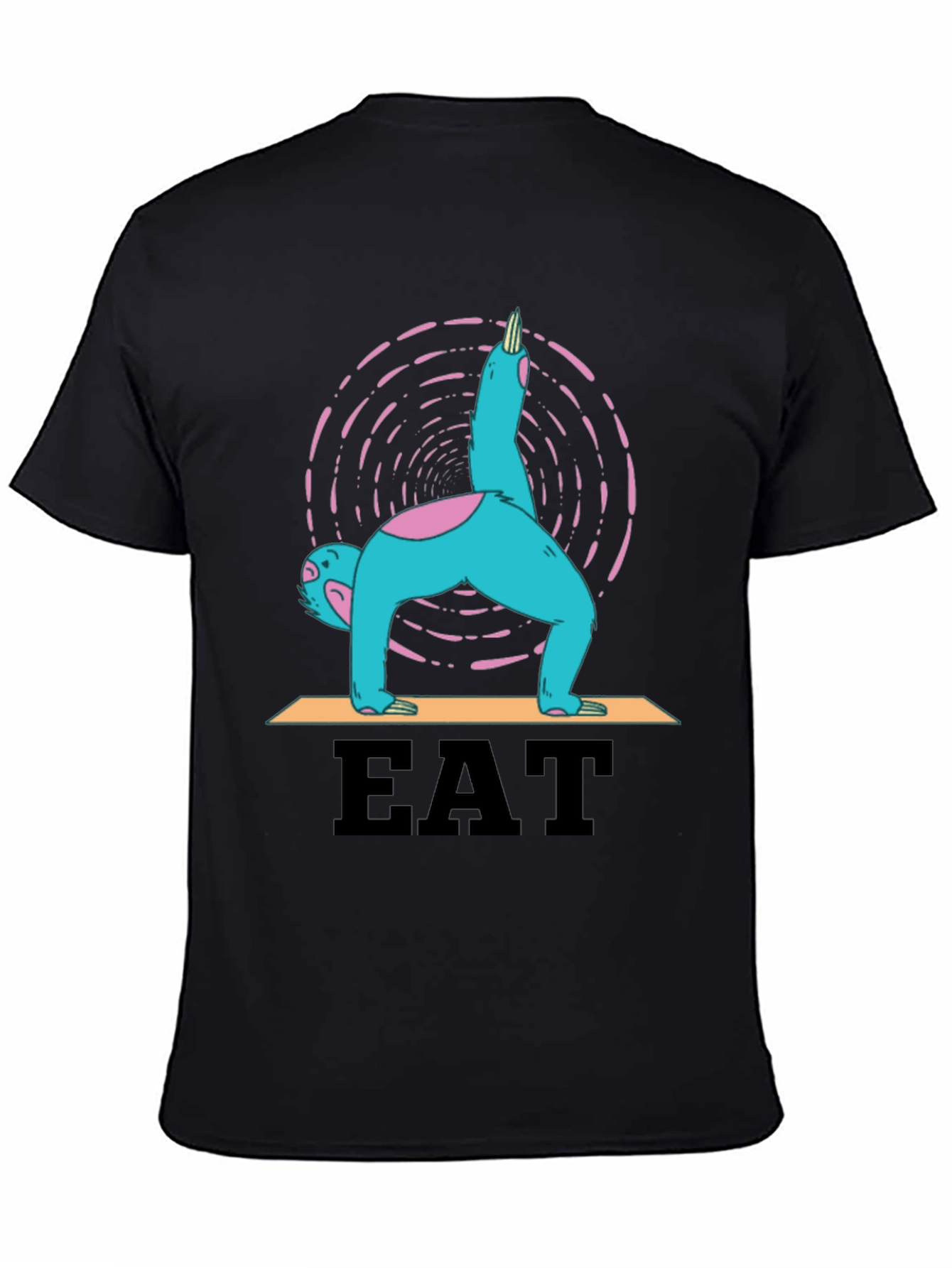 Black Yoga Sloth Eat T-Shirt - Relaxed Fit Tee view 4