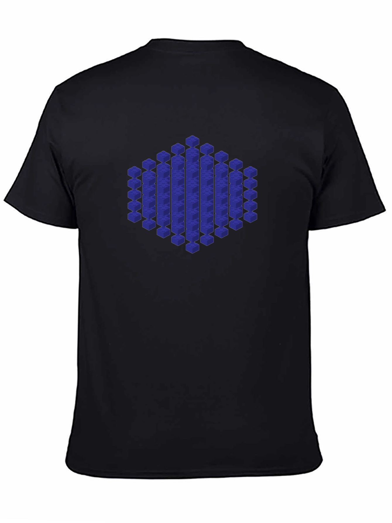 Black Geometric Cube Design Black T-Shirt view 4