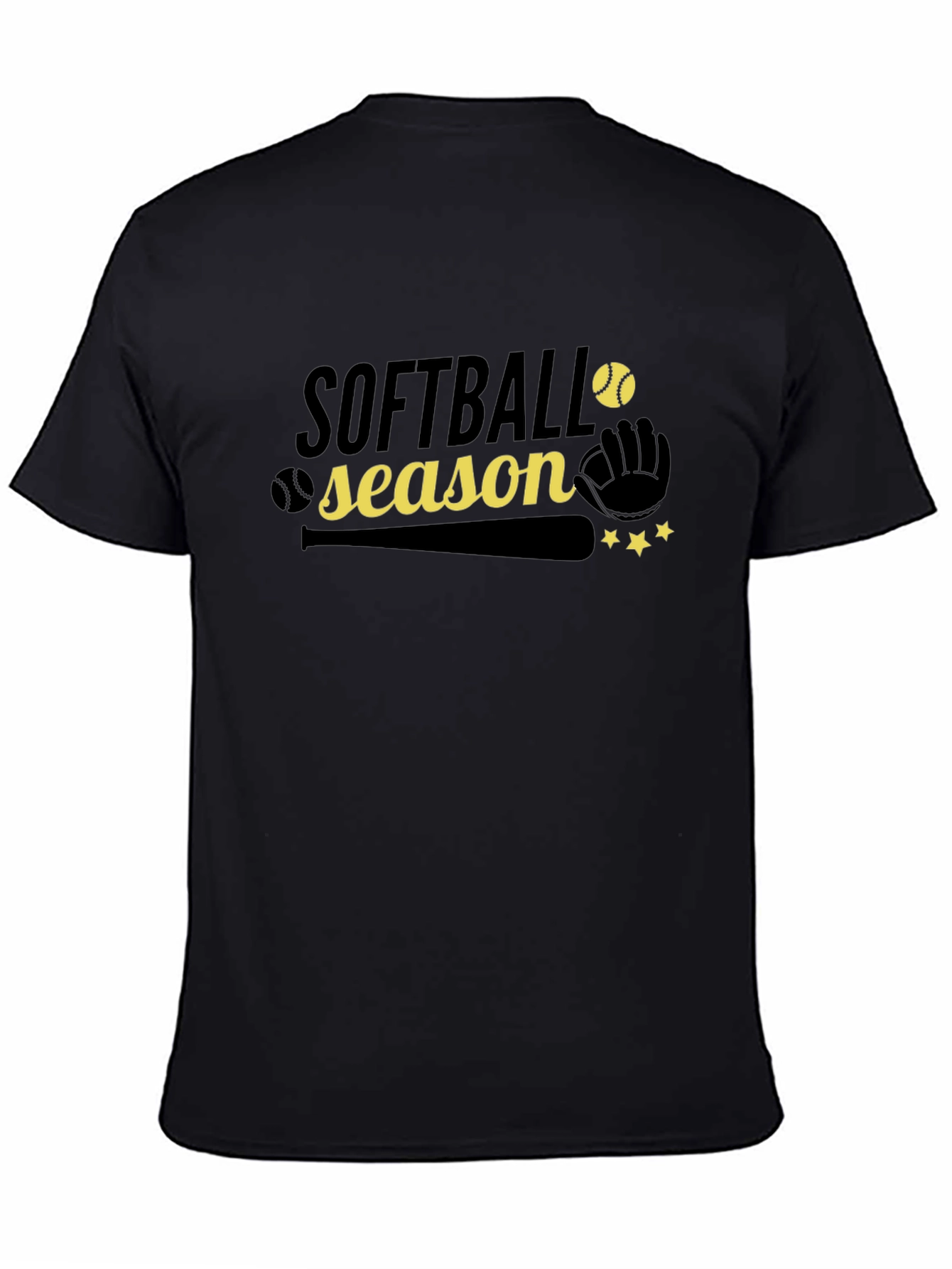 Black Softball Season Graphic Tee - Black view 4