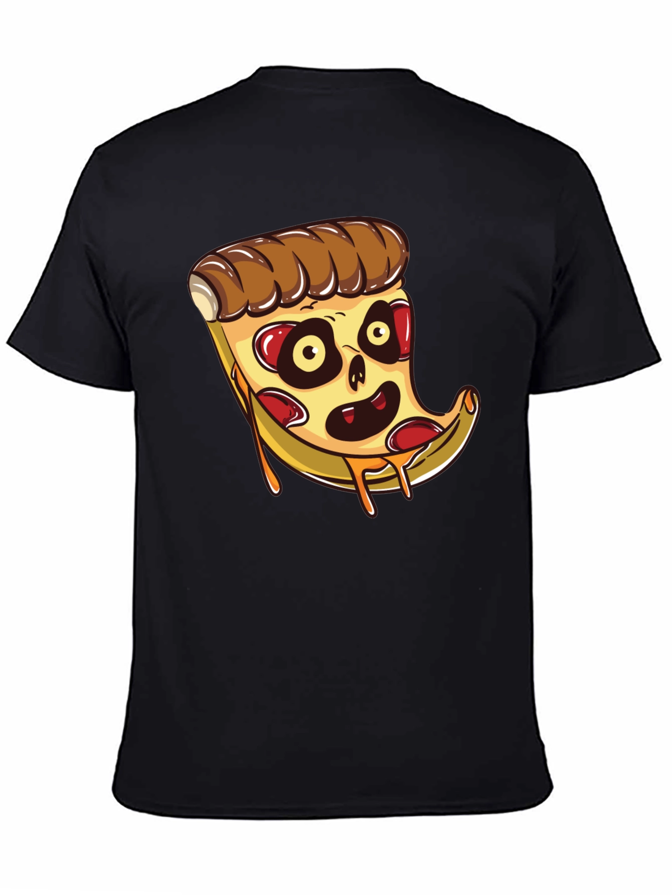 Black Zombie Pizza Slice Graphic Tee - Black Cotton T-Shirt view 4