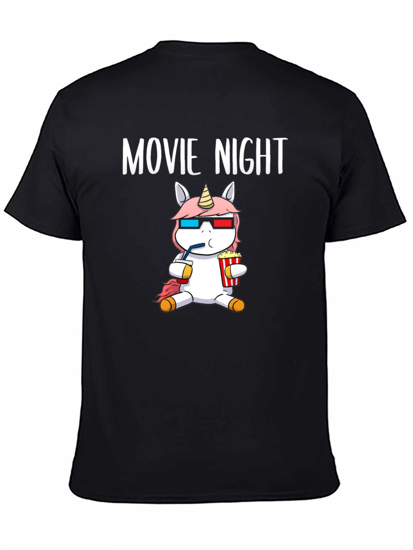 Black Movie Night Unicorn T-Shirt view 4