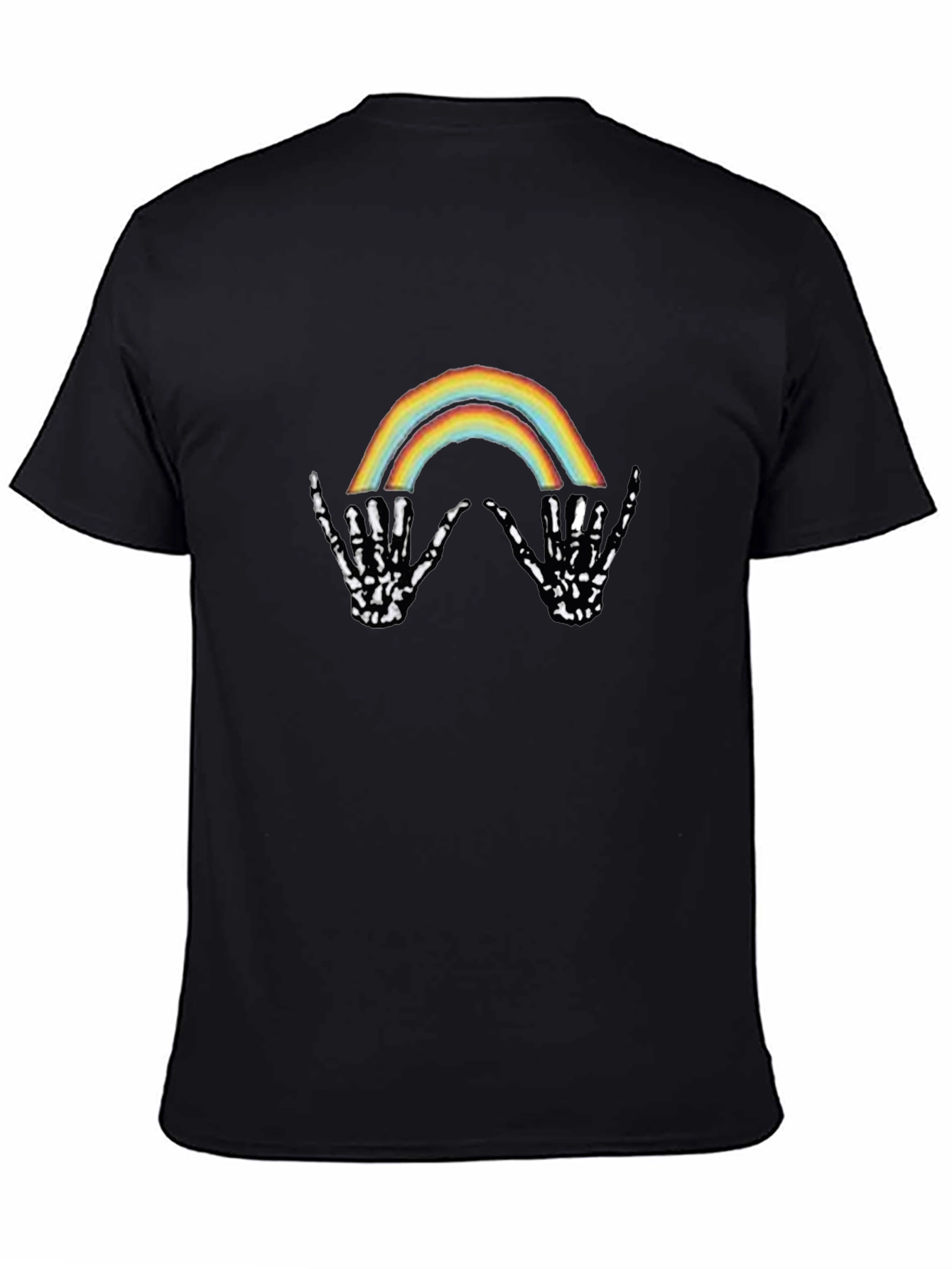 Black Rainbow Skeleton Hand Graphic Tee - Black view 4