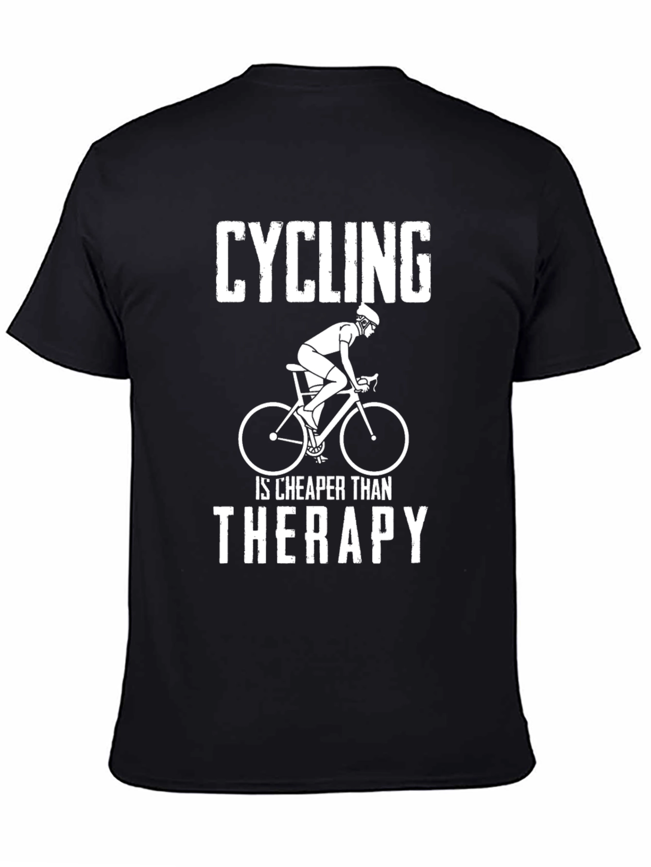 Black Cycling Cheaper Than Therapy T-Shirt view 4